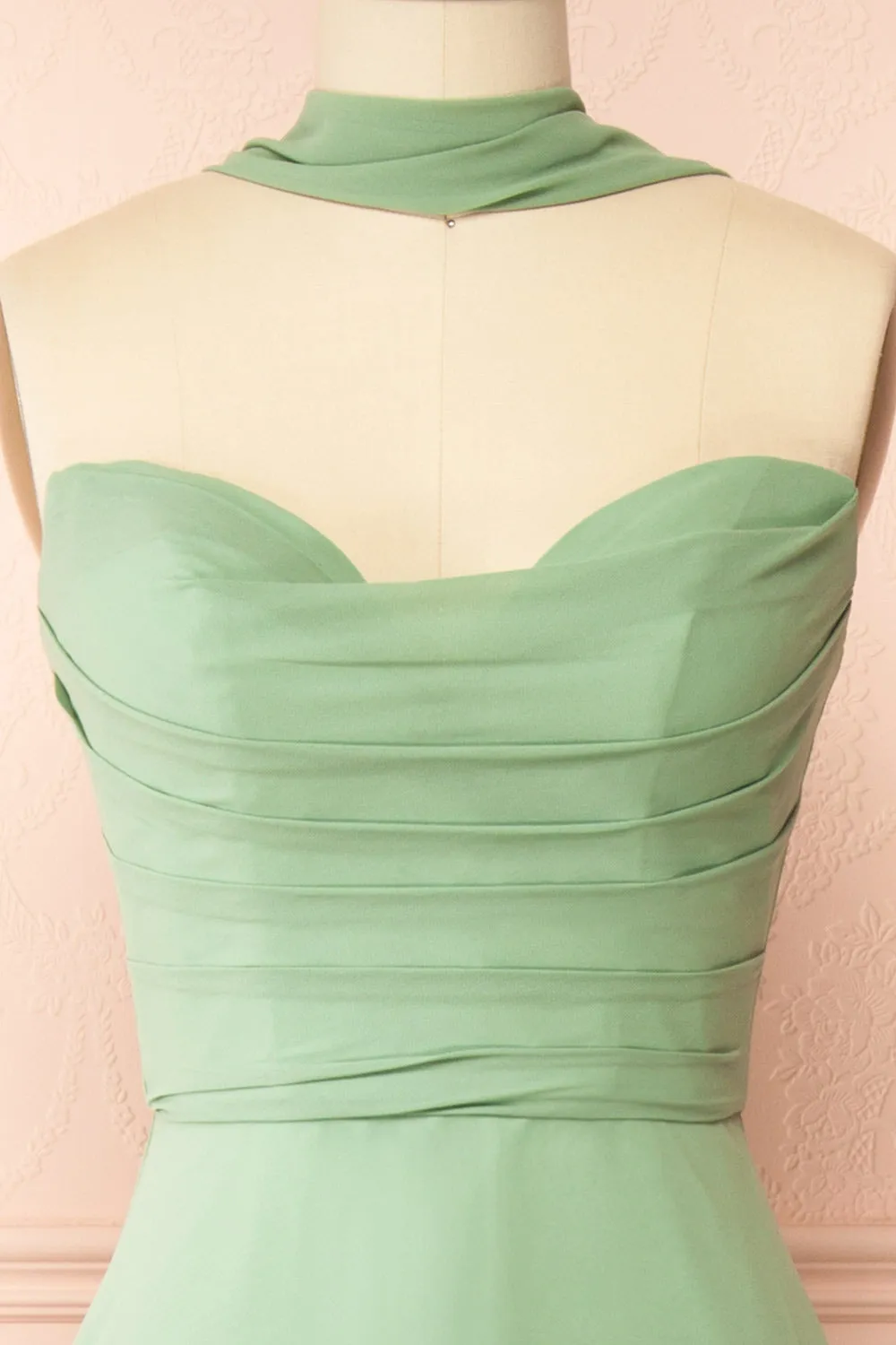 Janie Mint | Chiffon Maxi Dress w/ Neck Scarf