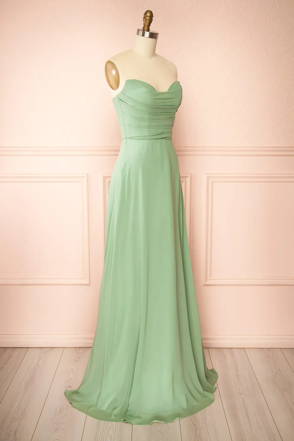 Janie Mint | Chiffon Maxi Dress w/ Neck Scarf