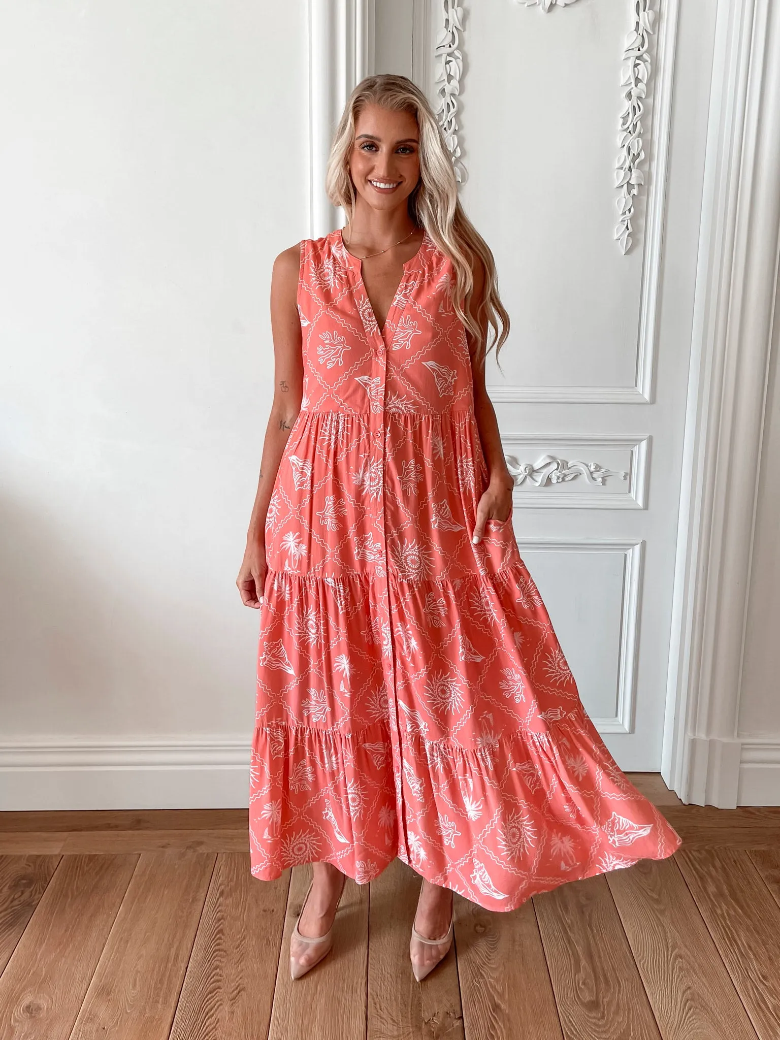 Jarah Dress - Peach Print