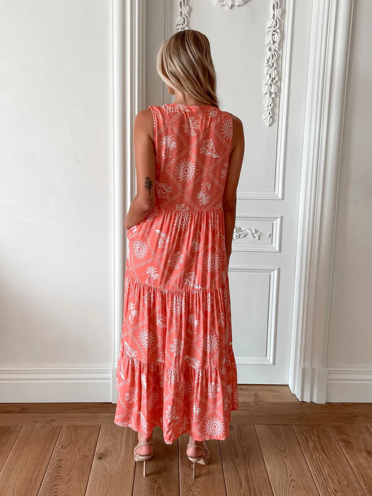 Jarah Dress - Peach Print