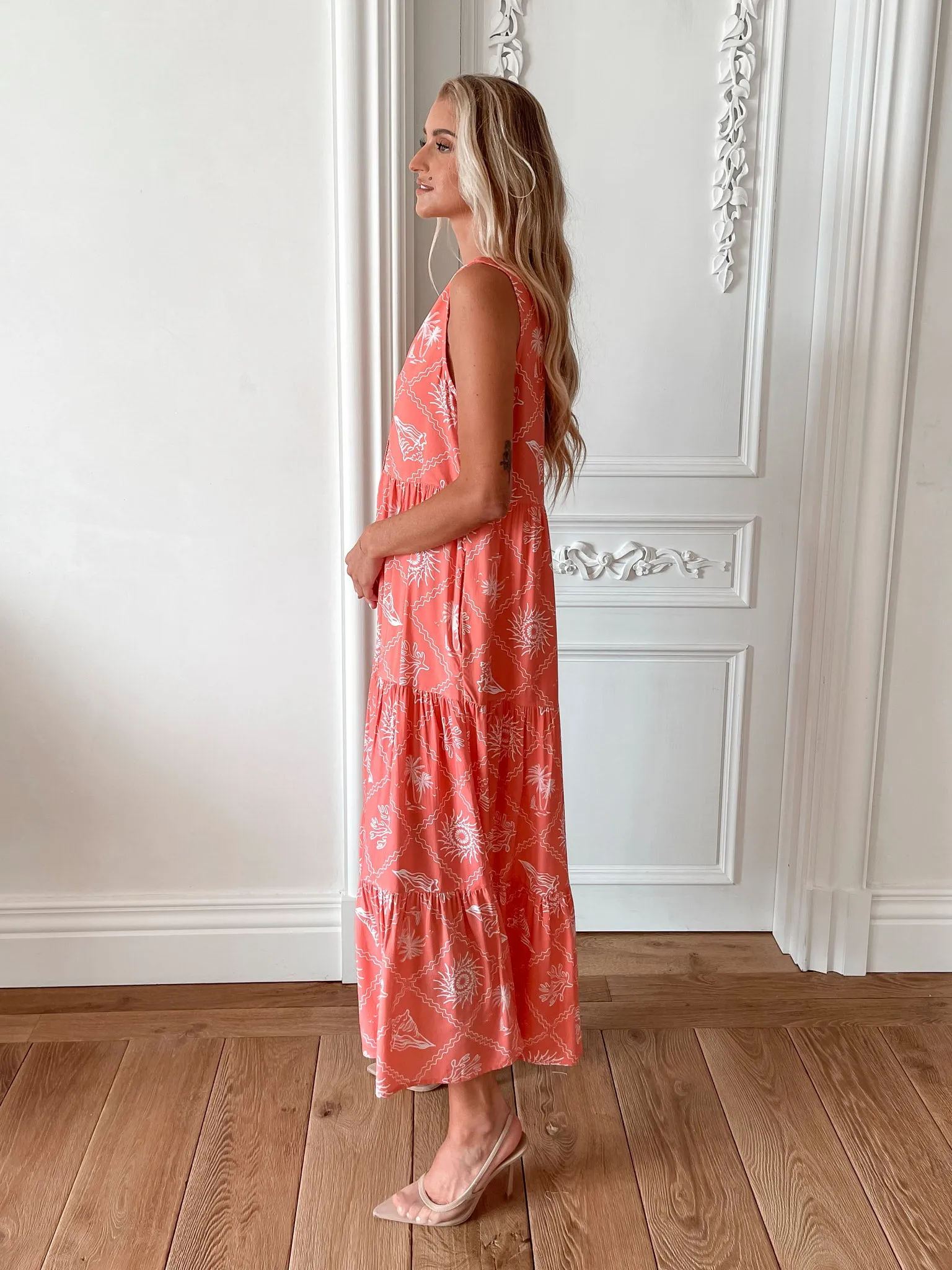 Jarah Dress - Peach Print
