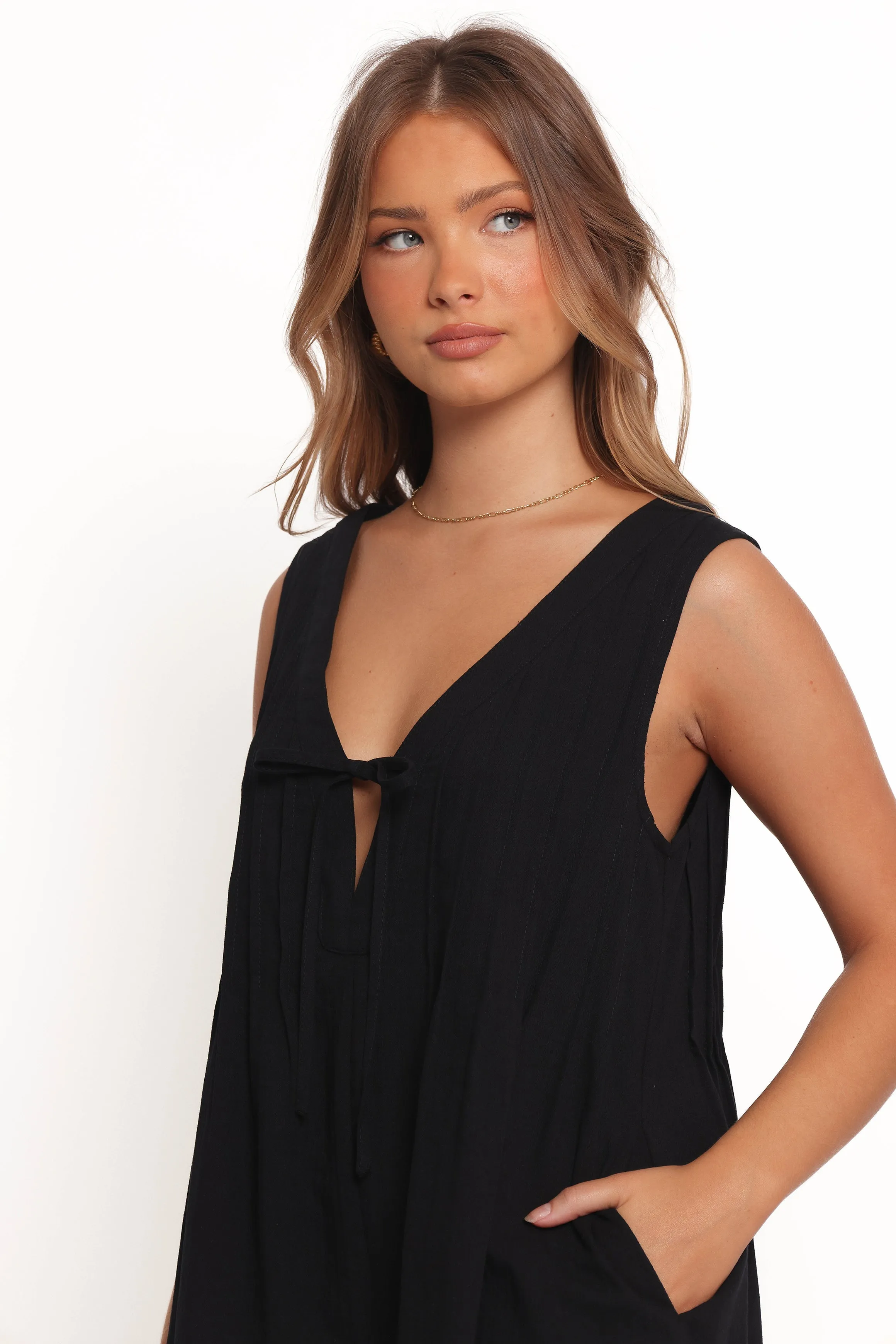 Kallie Tie Front Romper - Black