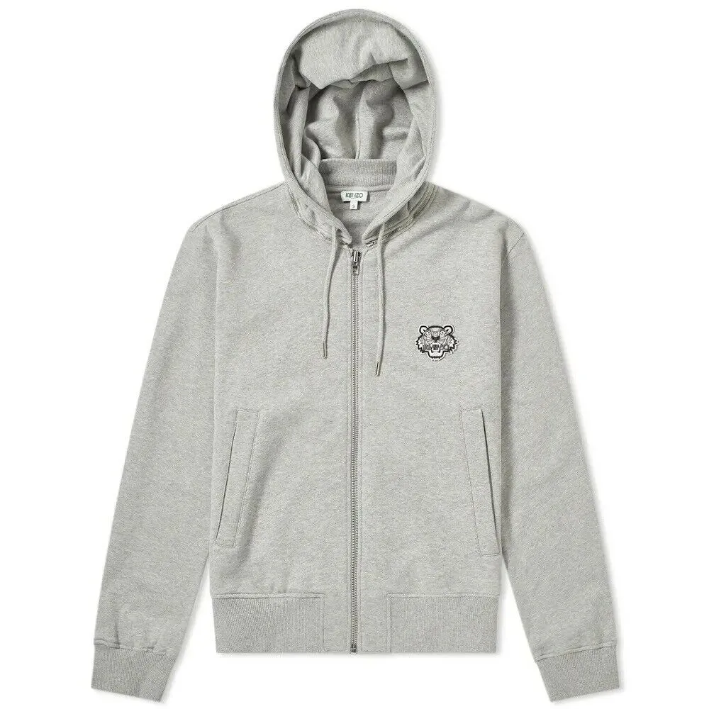 Kenzo Grey Logo Zip Up Hoodie