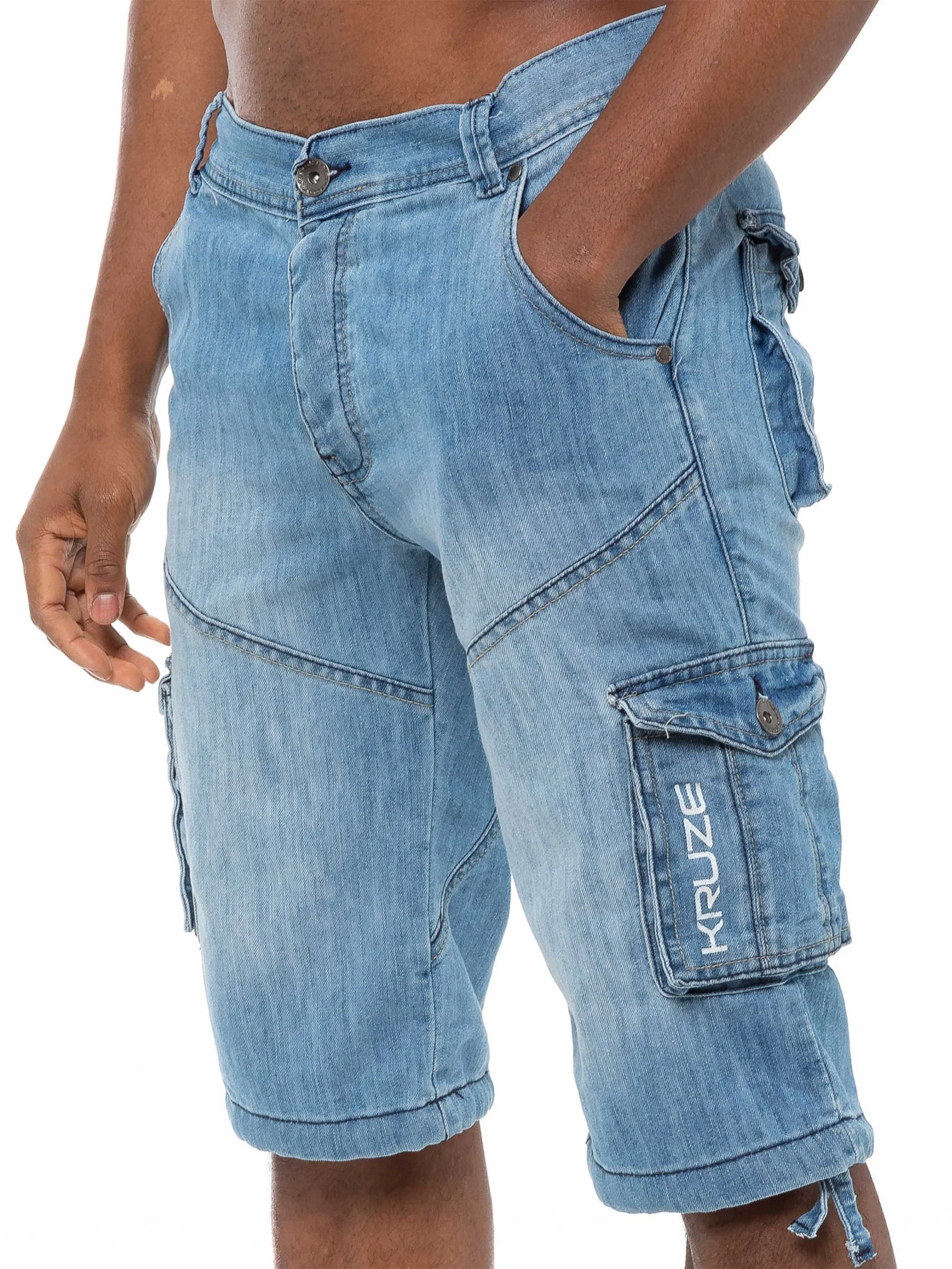 Kruze | Mens Cargo Denim Shorts