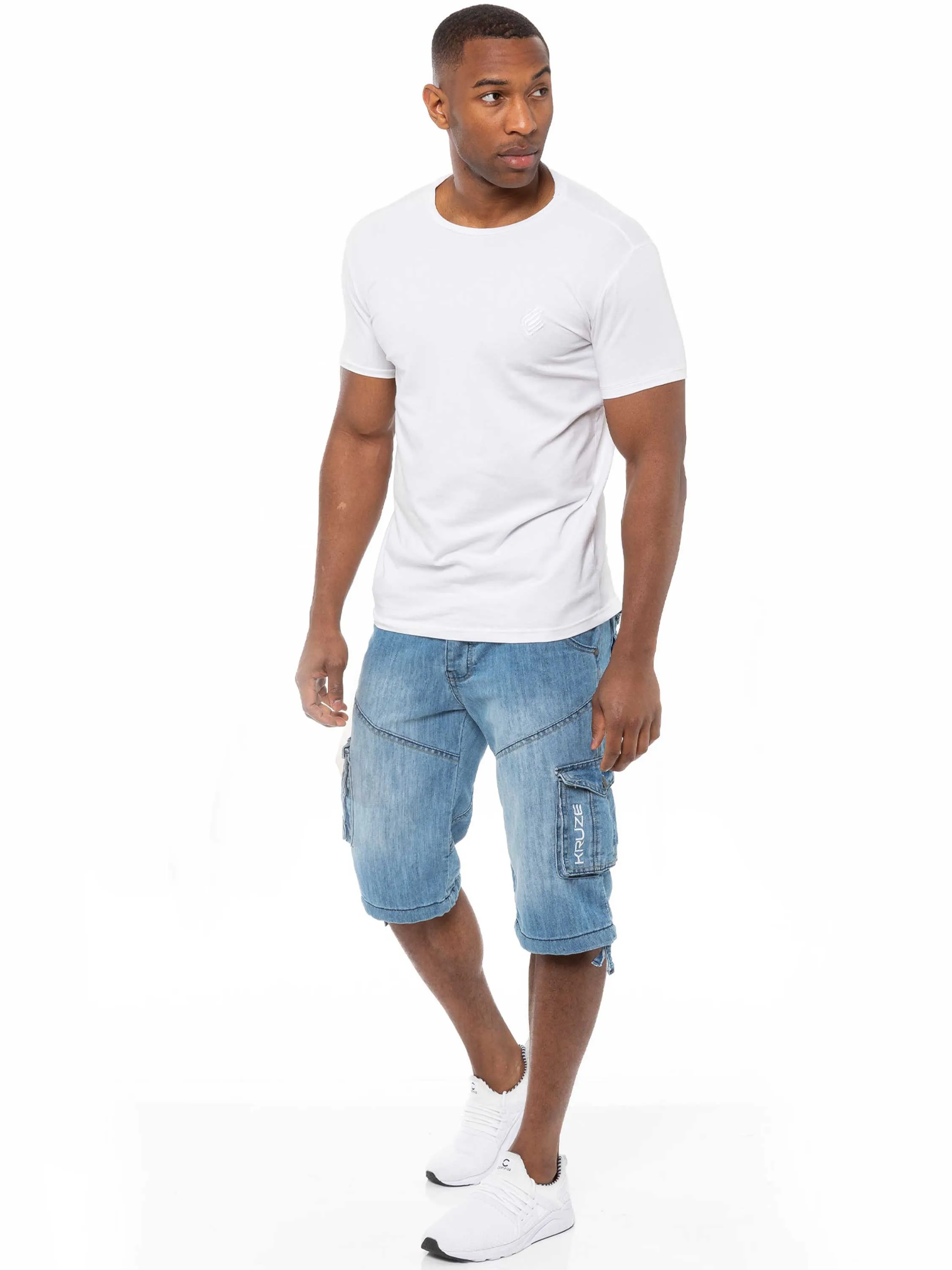 Kruze | Mens Cargo Denim Shorts