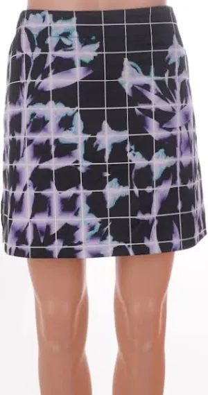 Lady Hagen Black & Purple Floral Windowpane Golf Skort Size 22