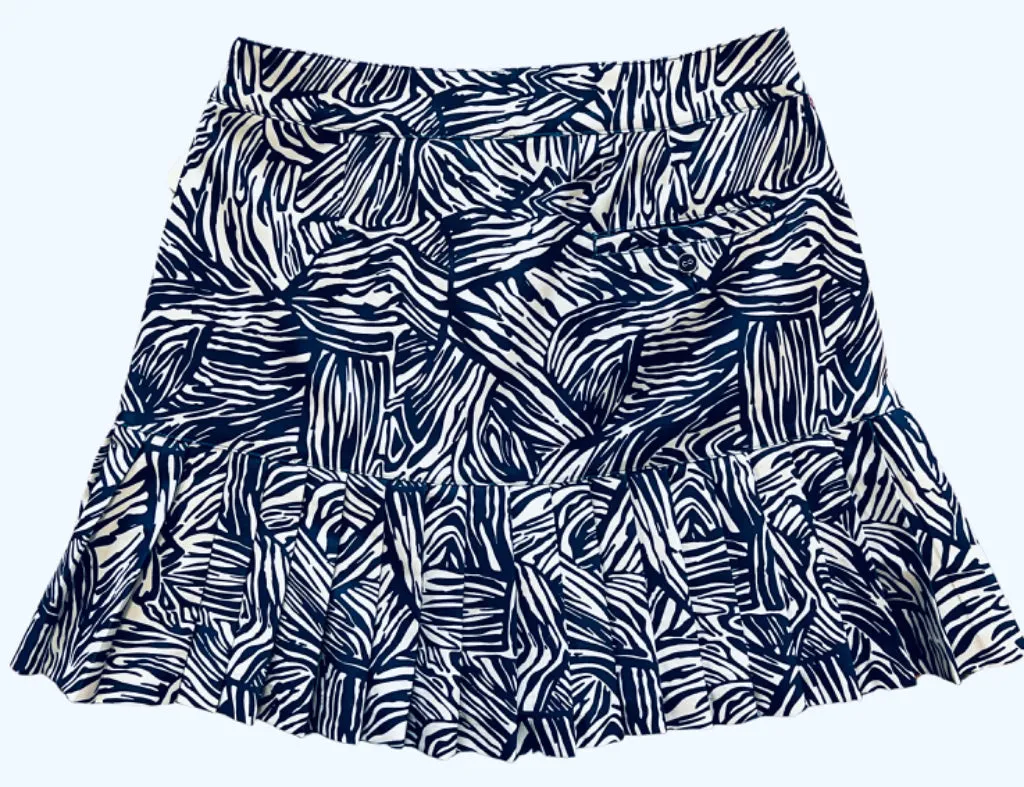 Lady Hagen Blue Zebra Print Pleated Skort Size 2 MSP$55