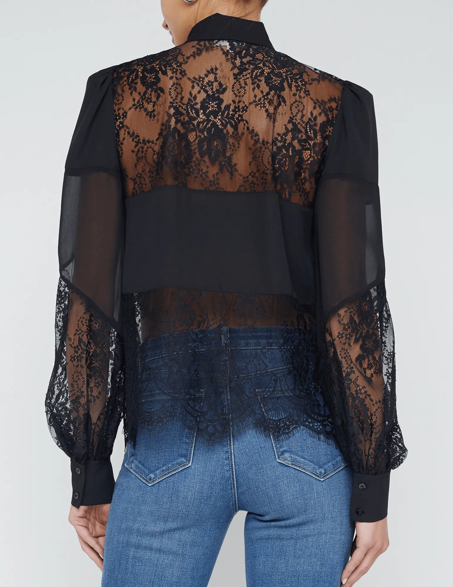 L'Agence Emmalina Tie Neck Mix Blouse