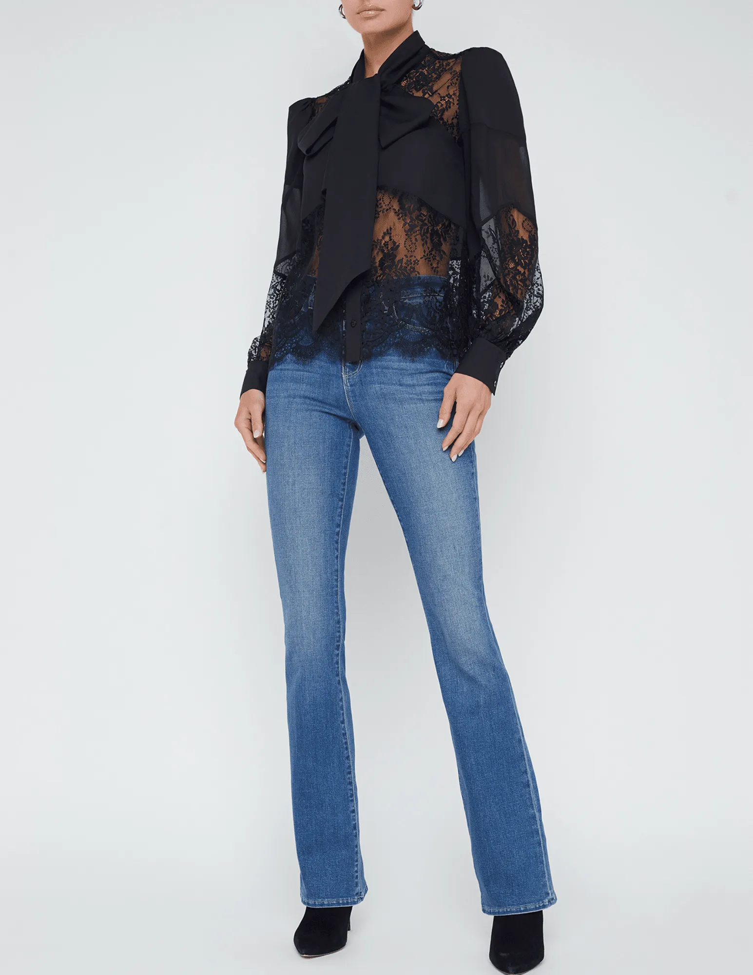 L'Agence Emmalina Tie Neck Mix Blouse