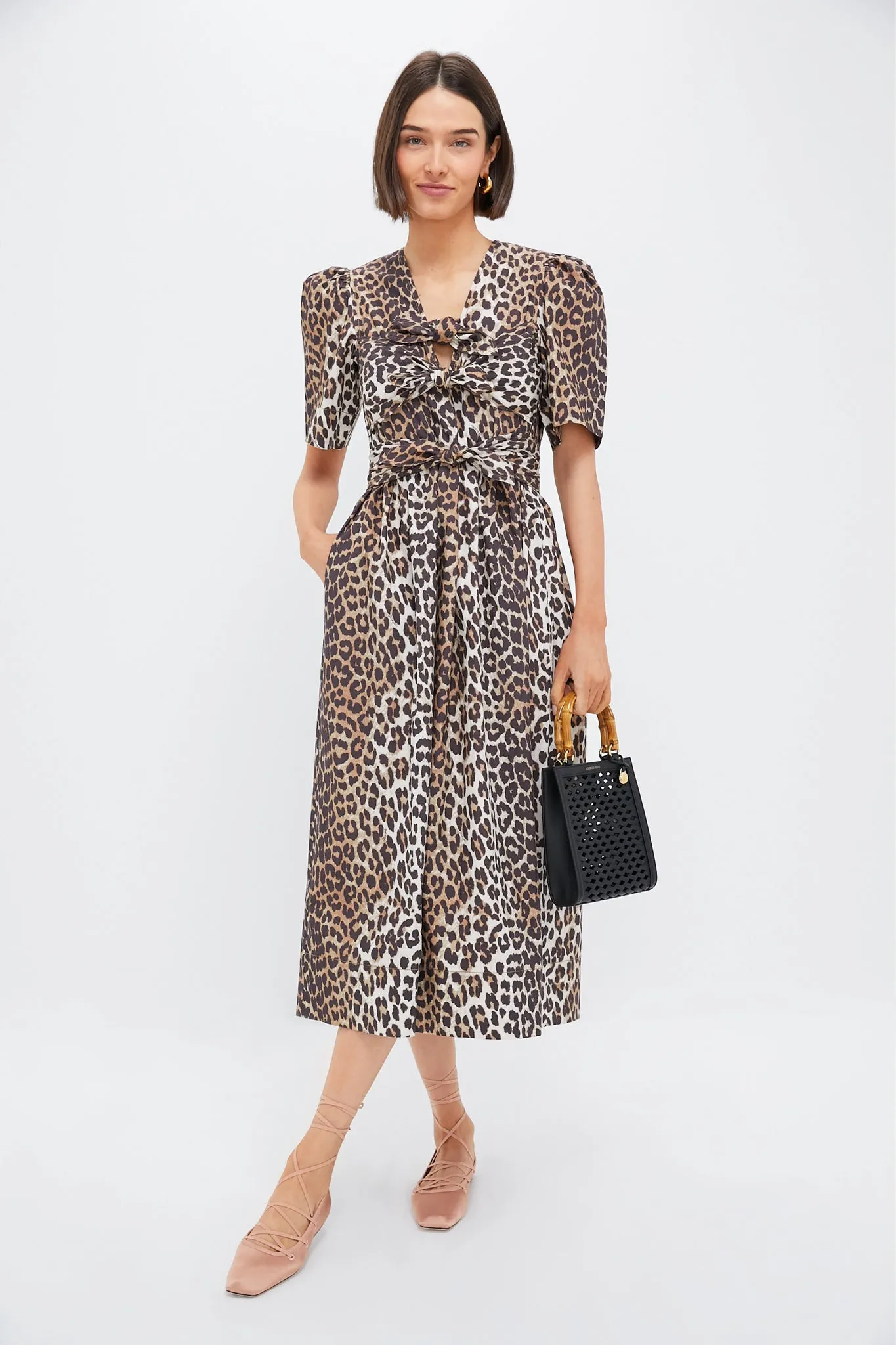 Leopard Tie Strap Midi Dress