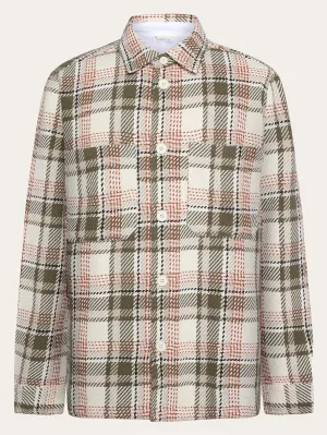 Loose fit checkered flannel shirt - Creme check Knowledge Cotton