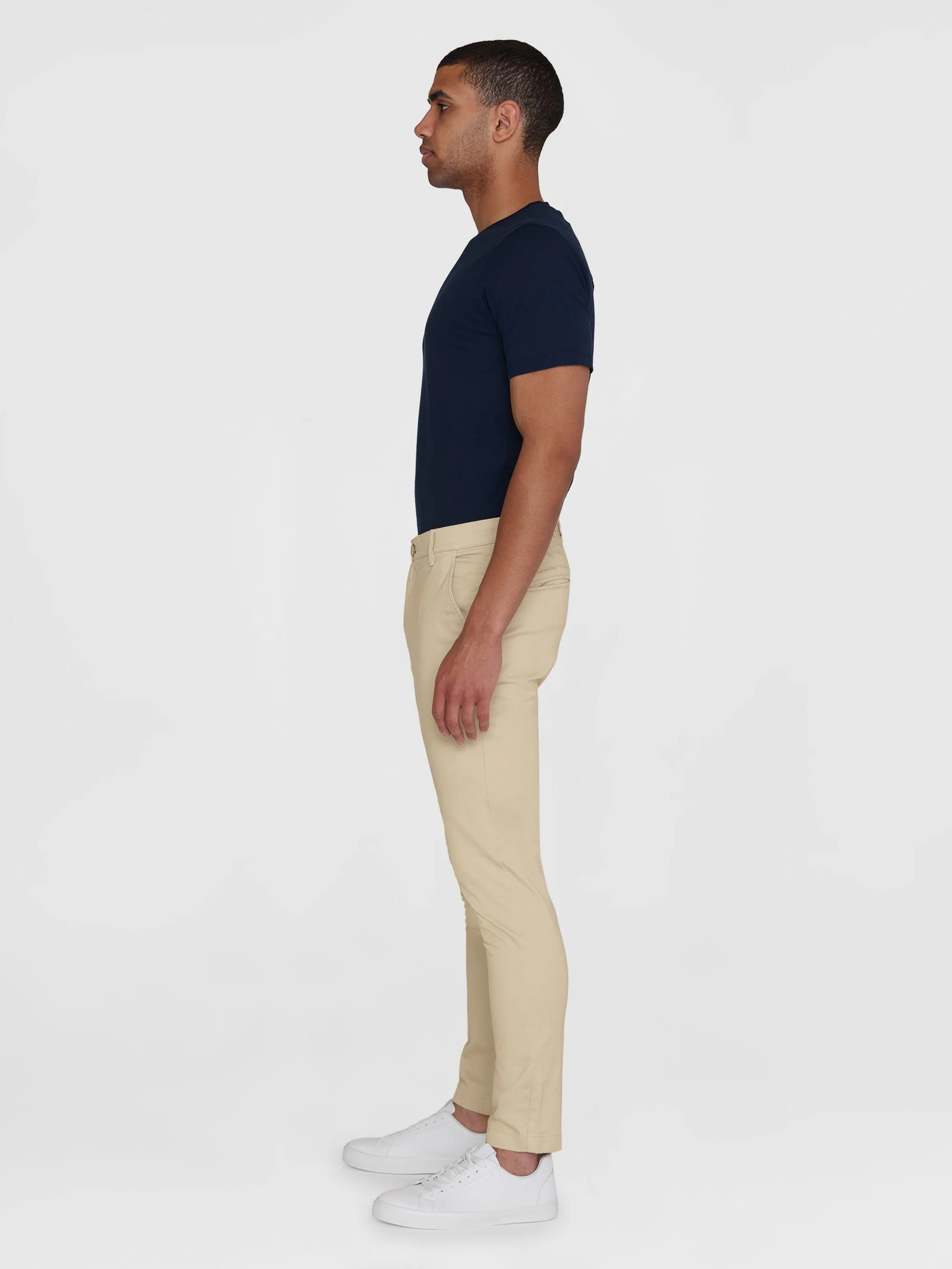 LUCA slim twill chino pants - Light feather gray Knowledge Cotton