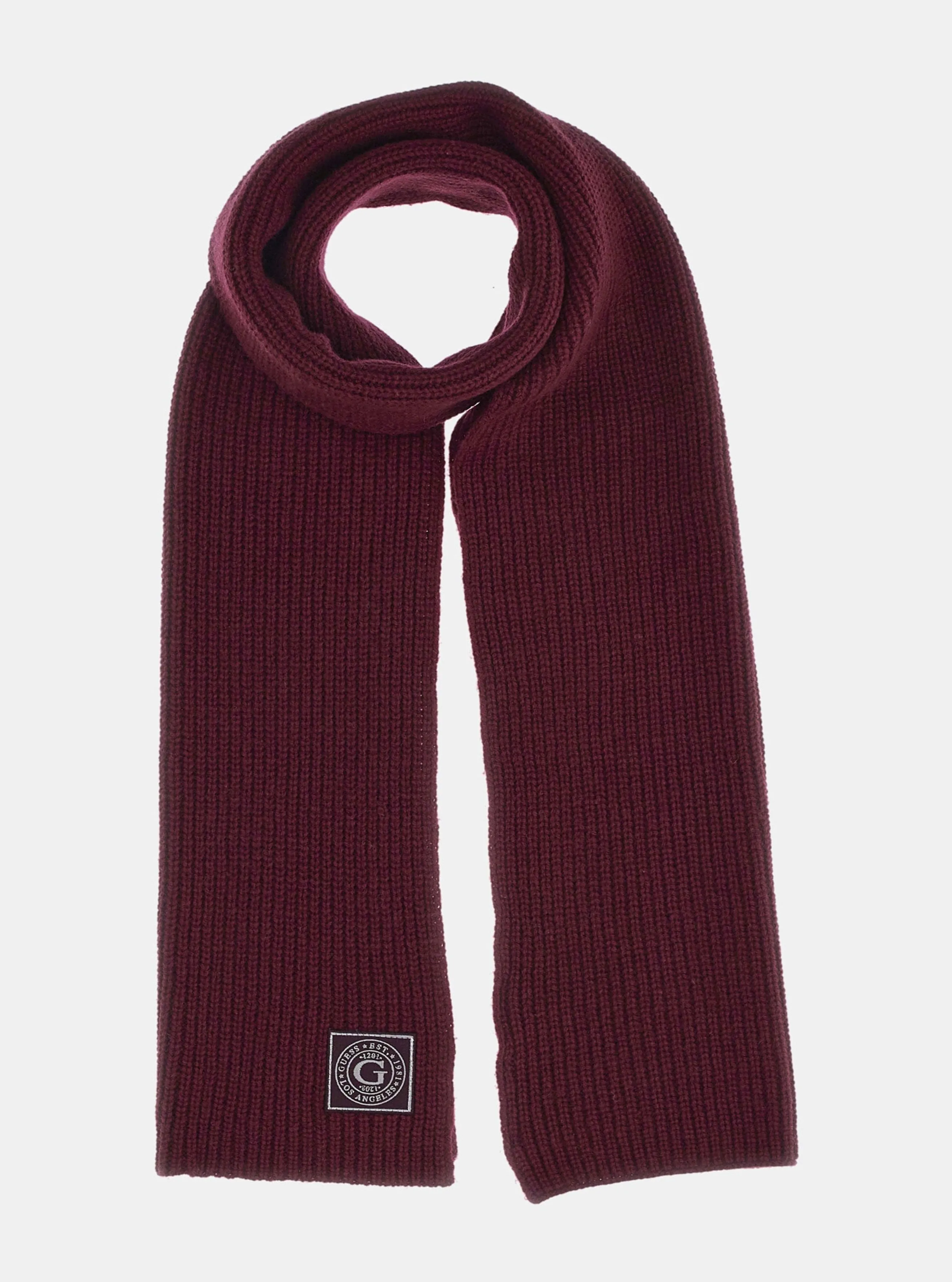 Maroon Hunter Ribbed Scarf Guess