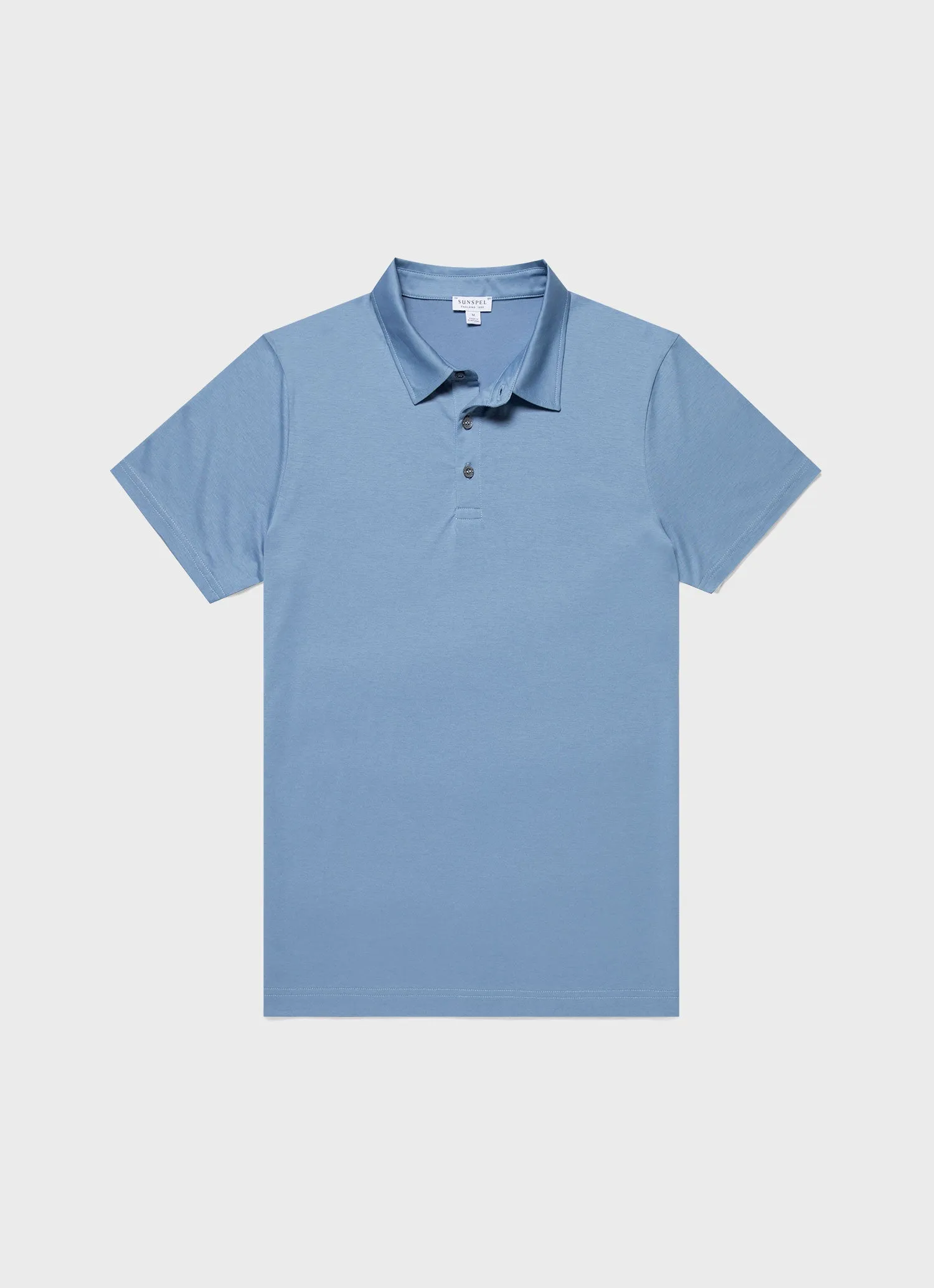 Men's Classic Jersey Polo Shirt in Como Blue Sunspel