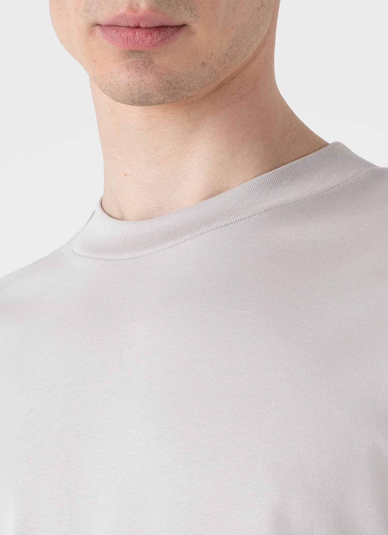Men's Long Sleeve Heavyweight T-shirt in Putty Sunspel