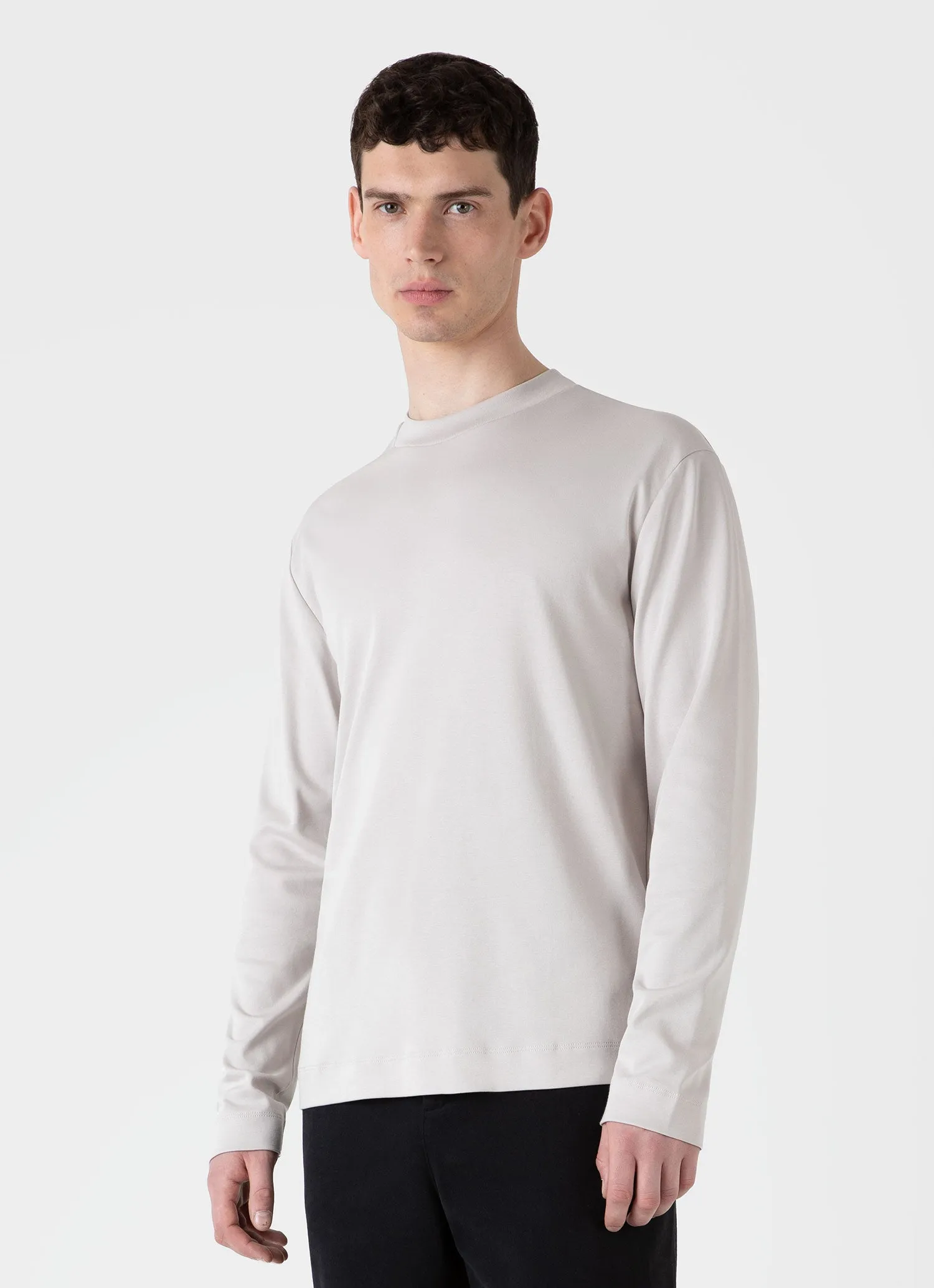 Men's Long Sleeve Heavyweight T-shirt in Putty Sunspel