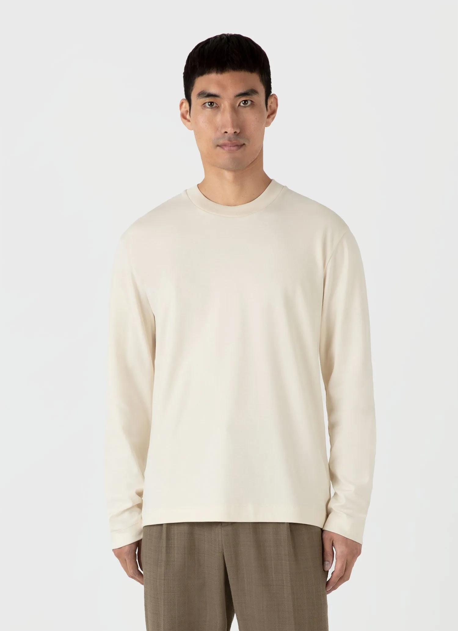 Men's Long Sleeve Heavyweight T-shirt in Undyed Sunspel