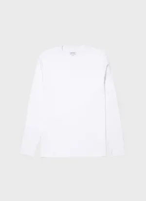 Men's Long Sleeve Heavyweight T-shirt in White Sunspel