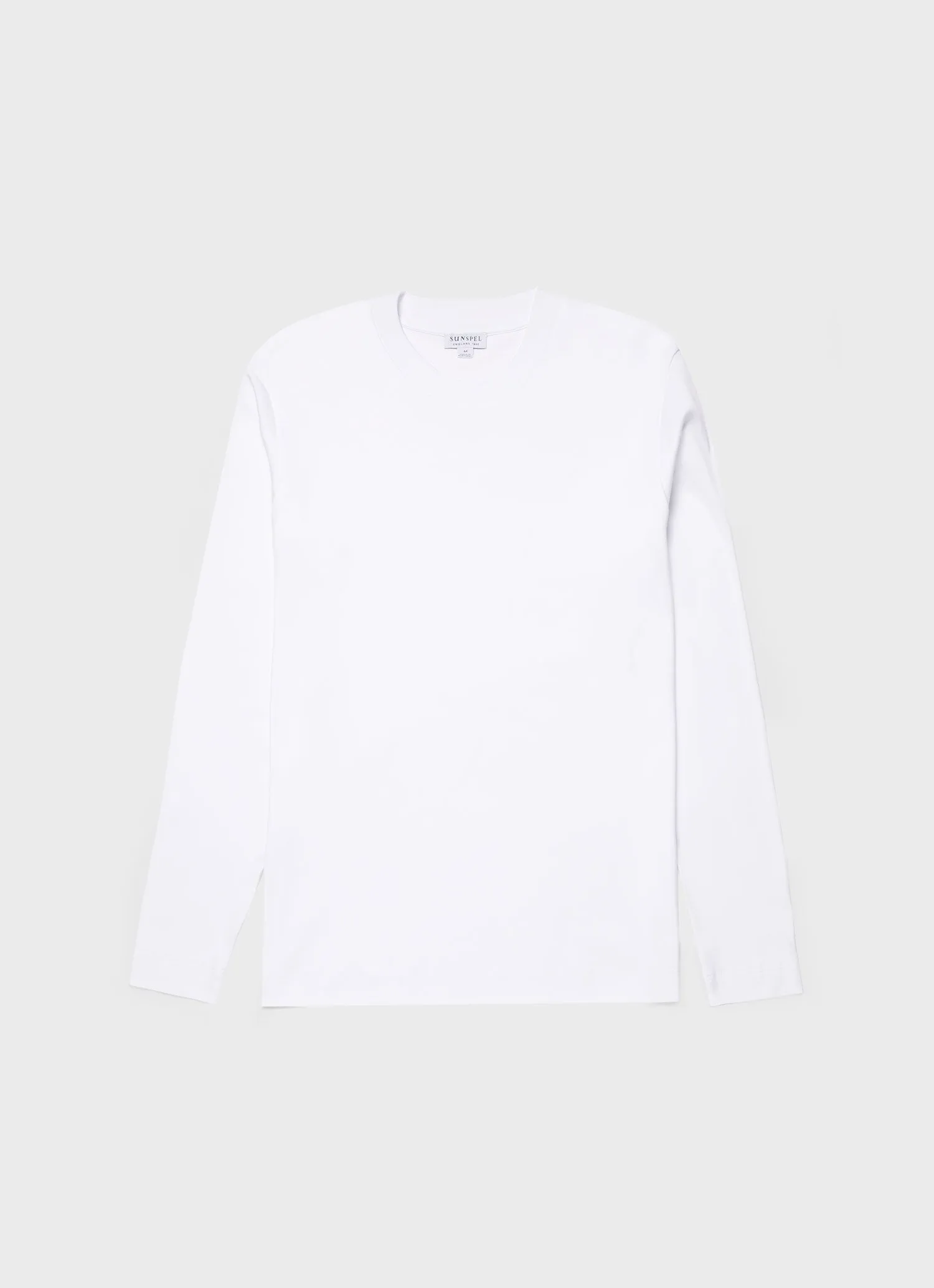 Men's Long Sleeve Heavyweight T-shirt in White Sunspel