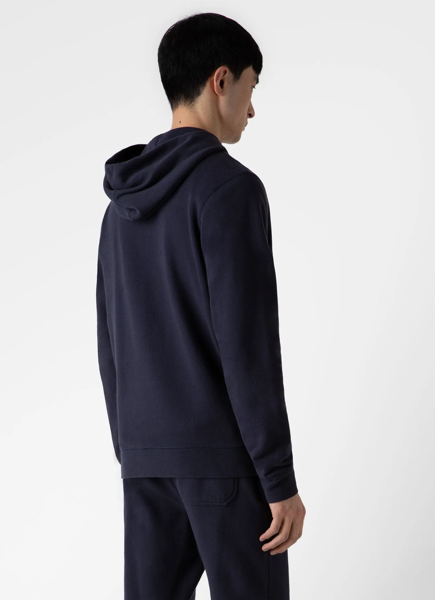 Men's Loopback Zip Hoodie in Navy Sunspel