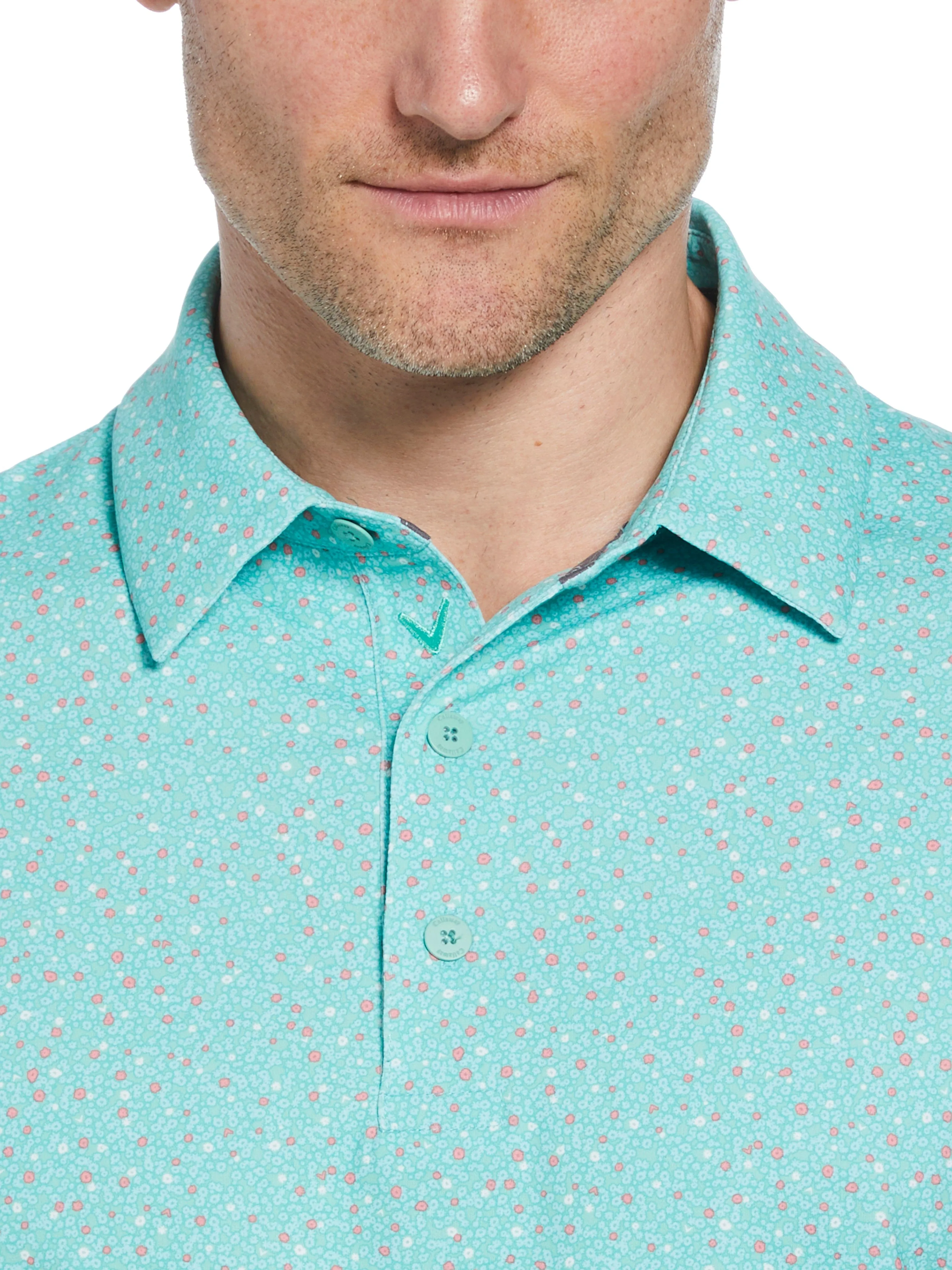 Mens Micro Floral Print Polo Callaway Apparel
