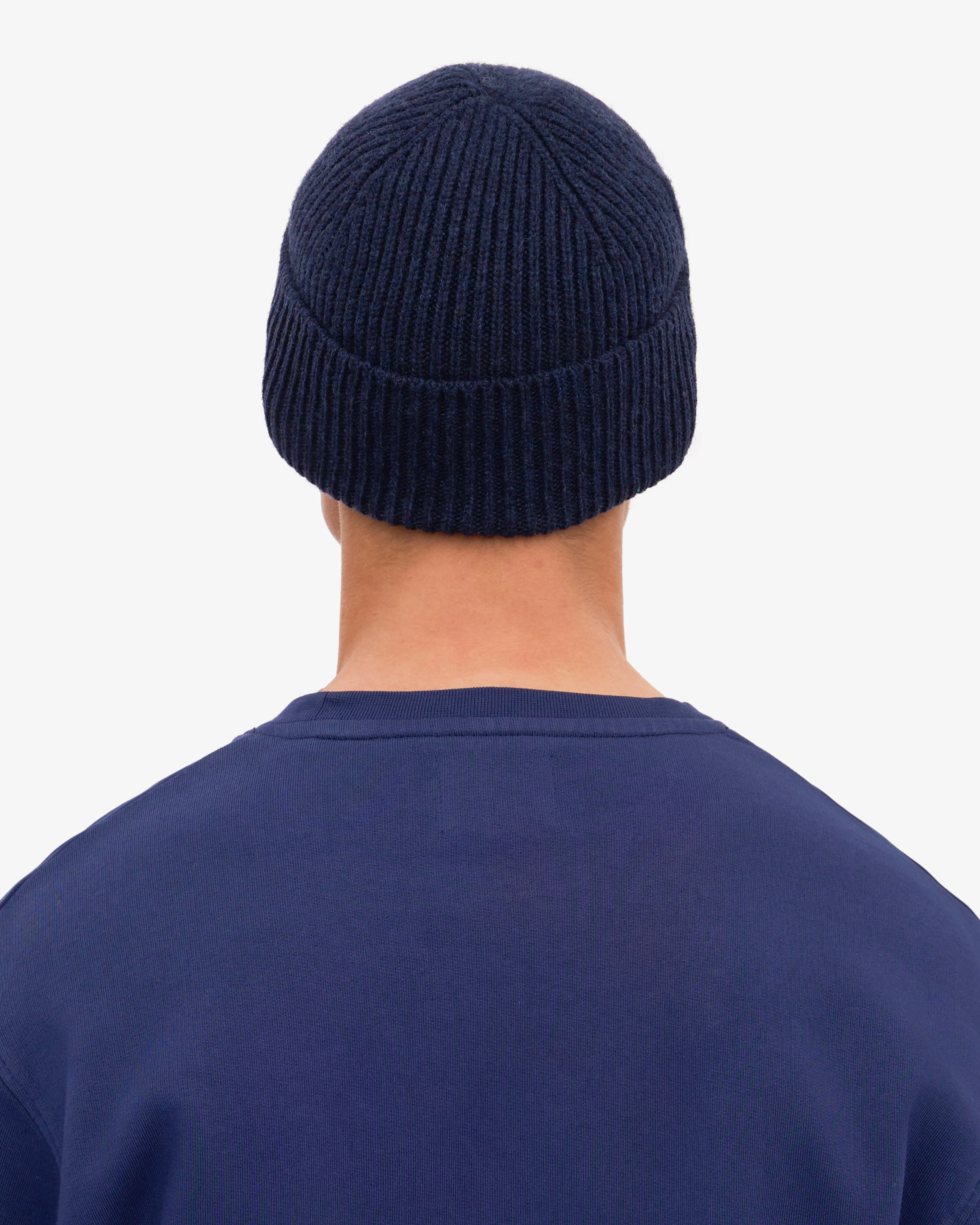Merino Wool Beanie - Marine Blue