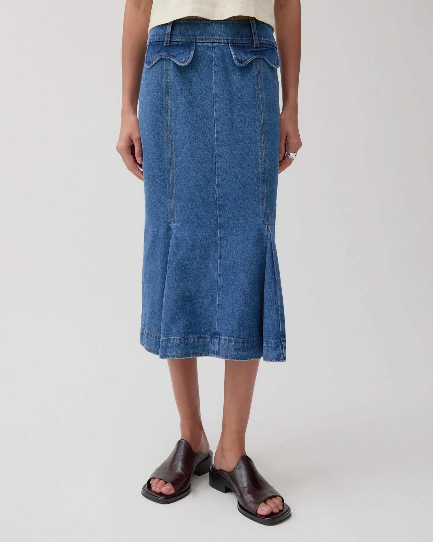 Monroe Skirt Organic Cotton Denim Blue