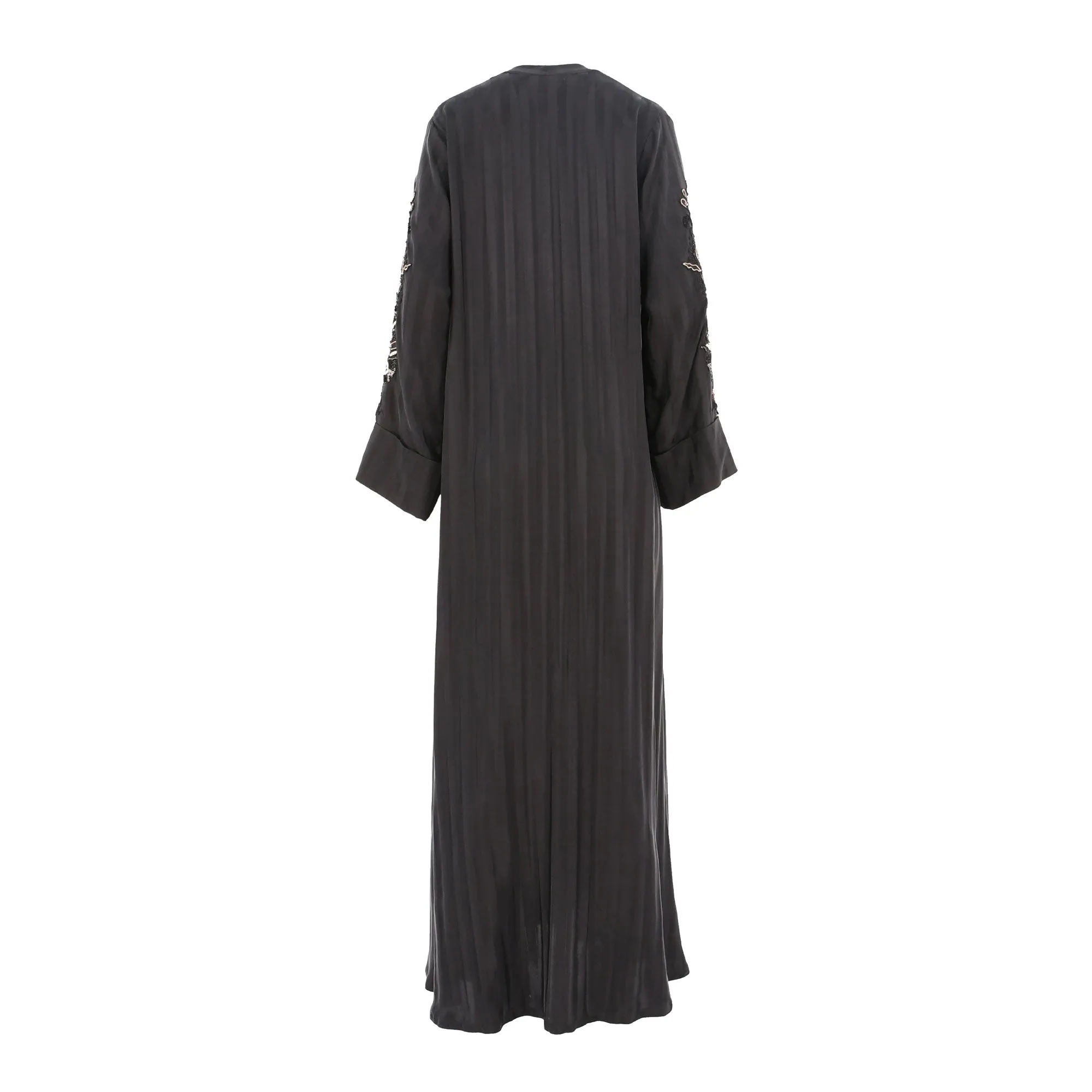 N Design Women's Black and Gold  Hand Embroidered Black Abaya