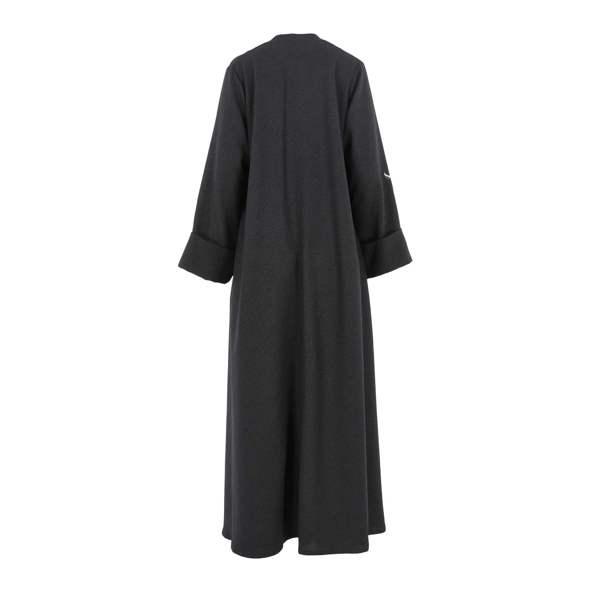 N Design Women's Nude Embroidered Hand Black Abaya