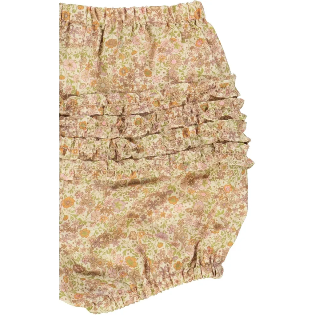 Nappy Pants Ruffles - moonlight flowers Wheat