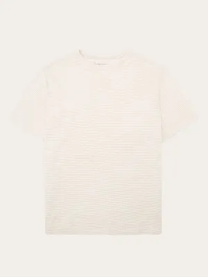 Narrow striped slub t-shirt - Creme Stripe Knowledge Cotton
