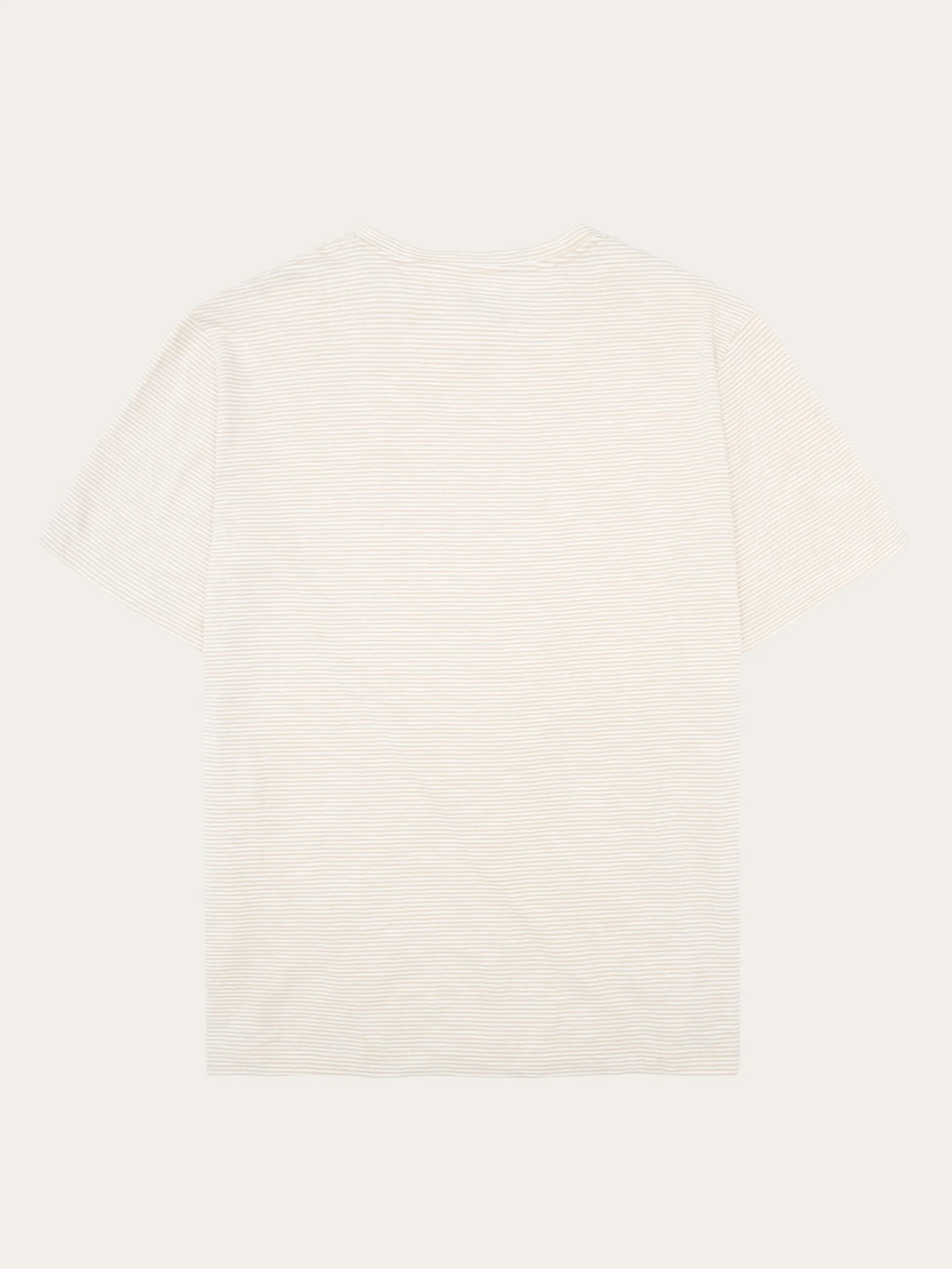 Narrow striped slub t-shirt - Creme Stripe Knowledge Cotton