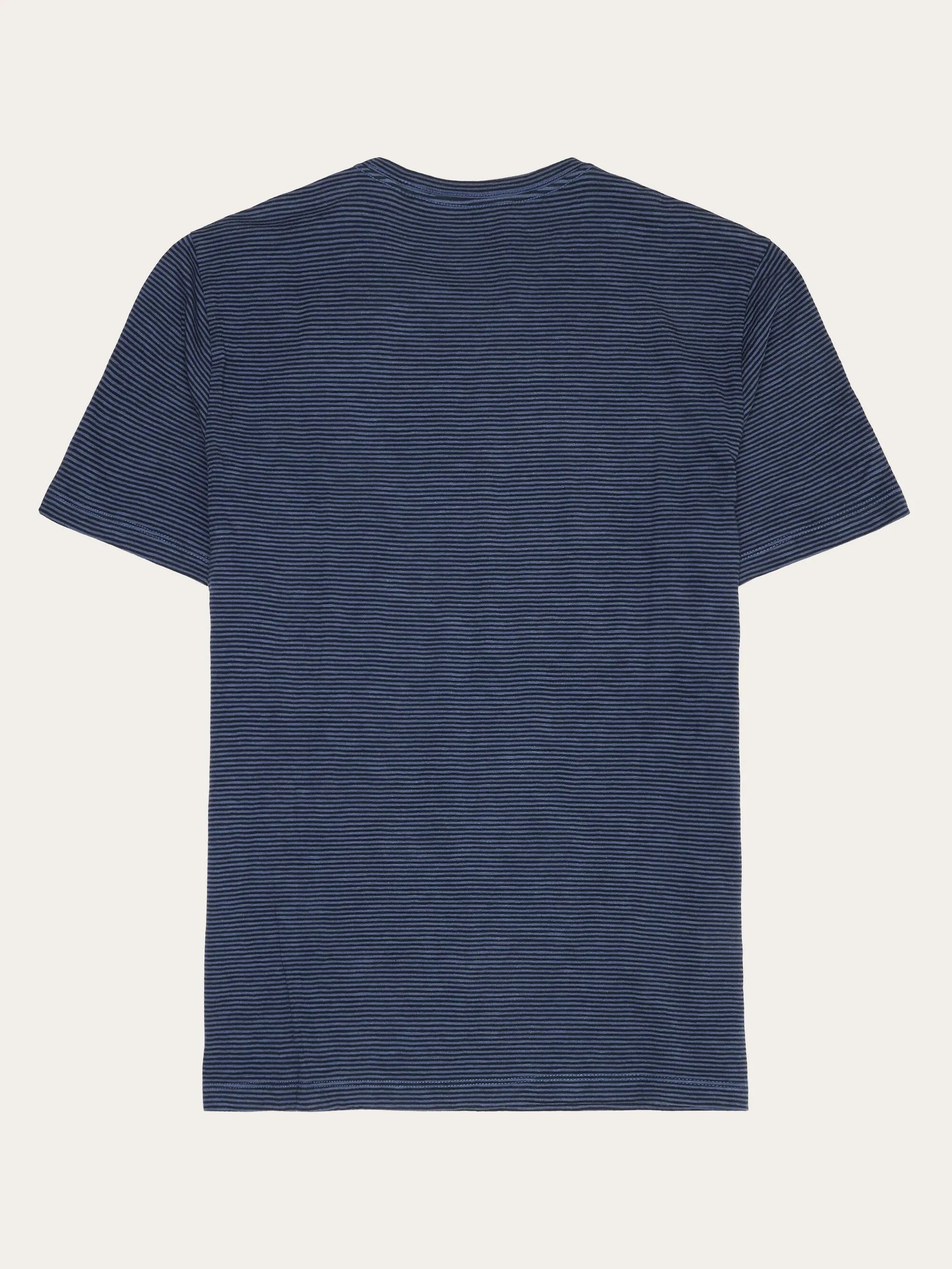 Narrow striped slub t-shirt - Navy Knowledge Cotton
