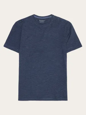 Narrow striped slub t-shirt - Navy Knowledge Cotton