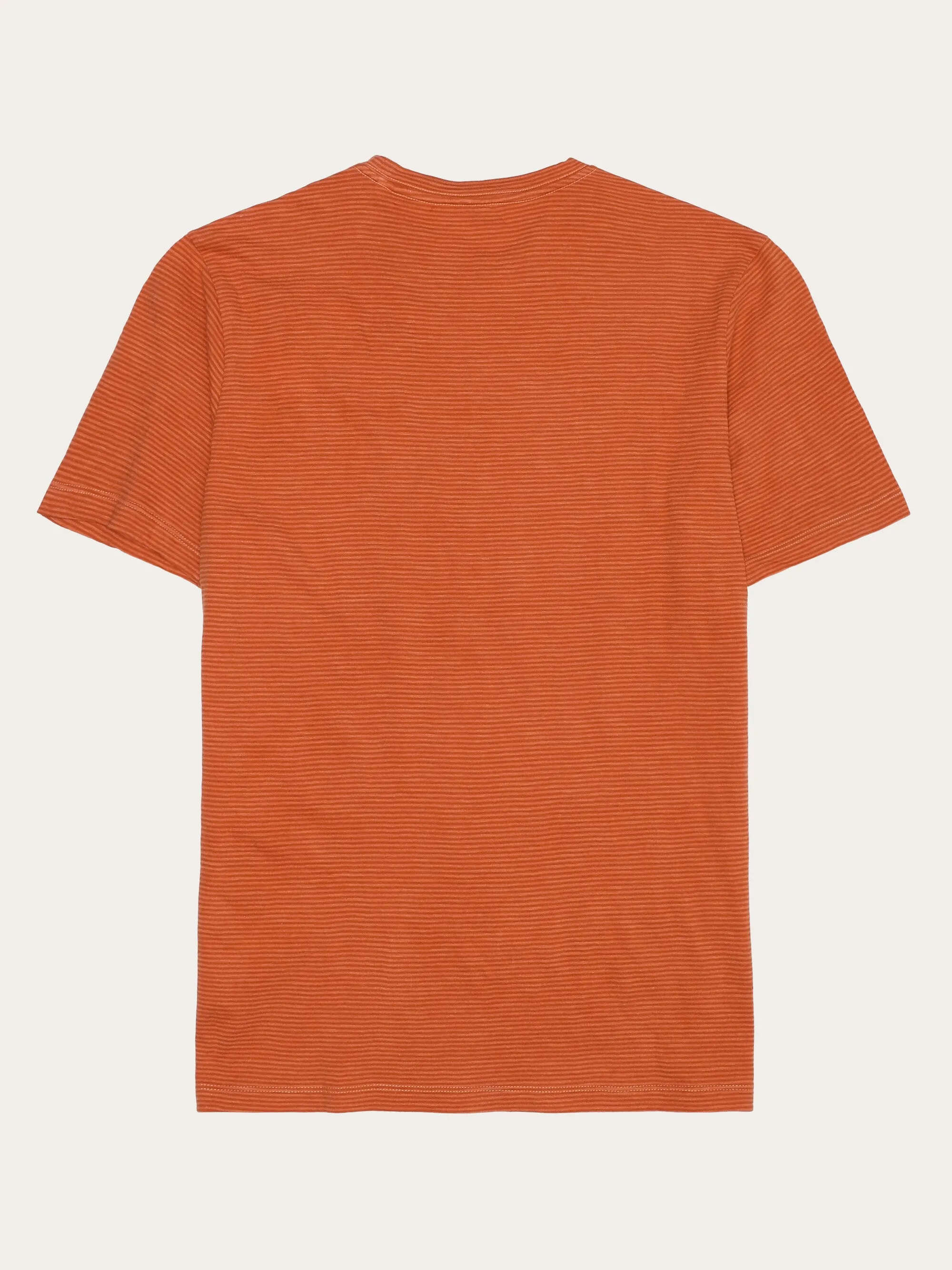 Narrow striped slub t-shirt - Red Stripe Knowledge Cotton