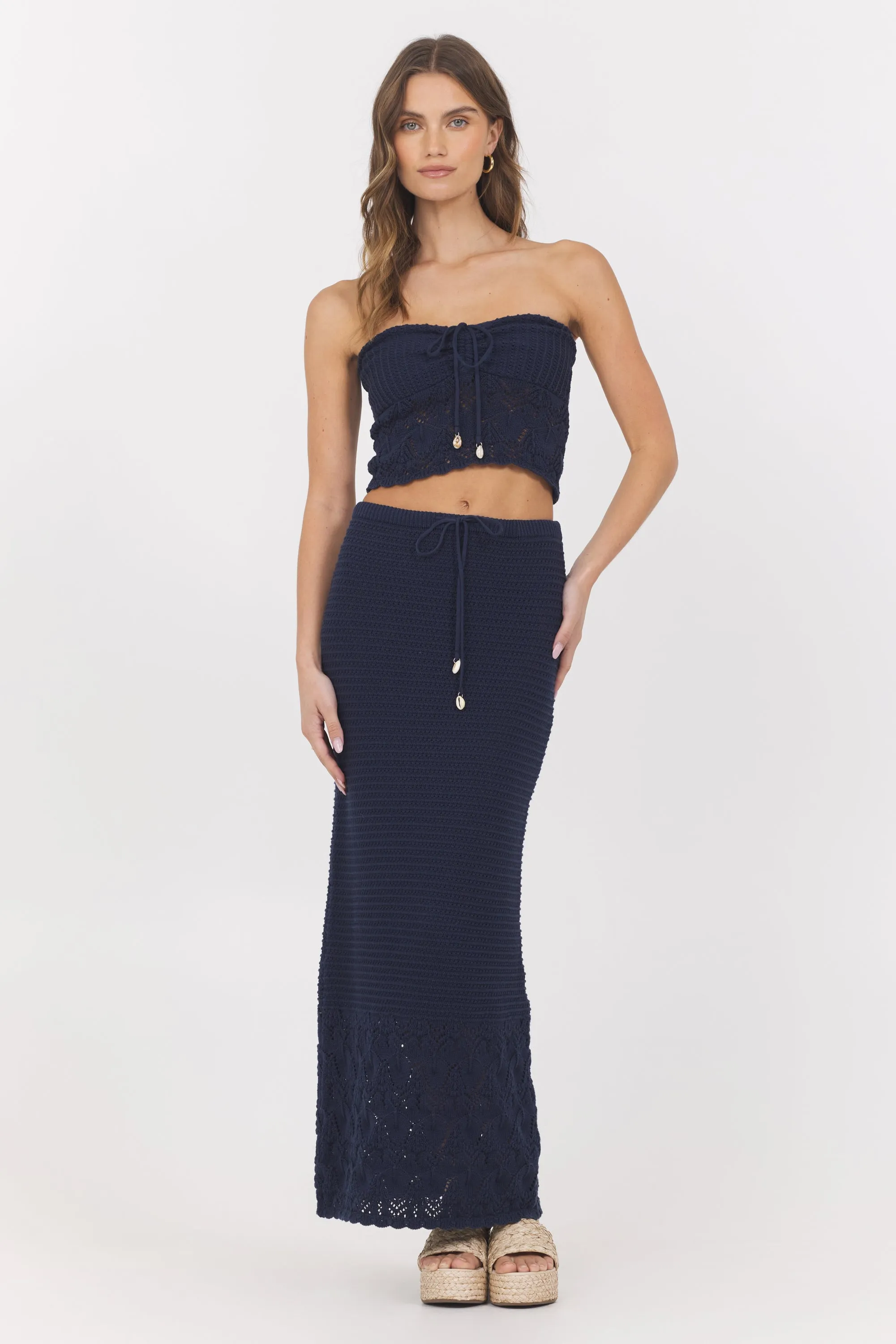 Navy Crochet Tube Top