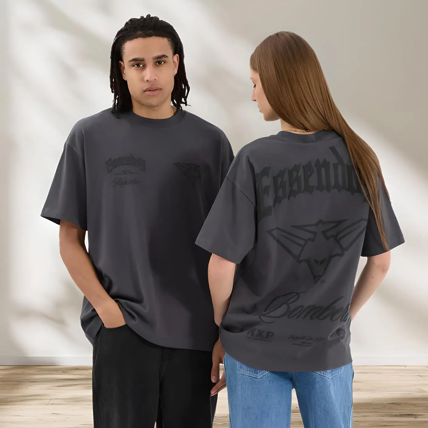 NENA & PASADENA  AFL Mens Essendon Bombers Raptor Tee Shirt - Asphalt