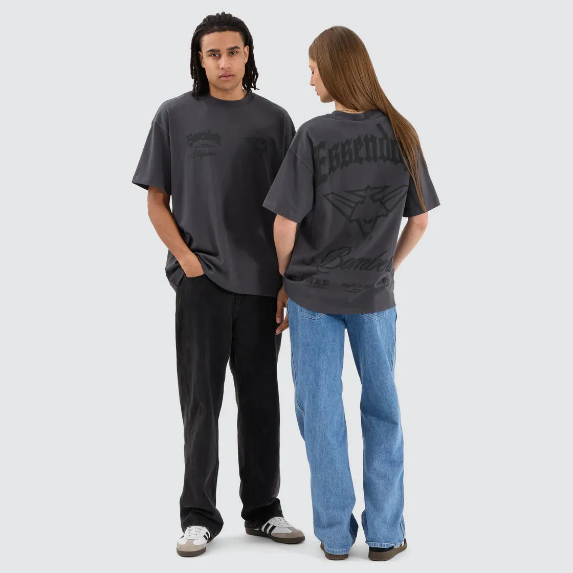 NENA & PASADENA  AFL Mens Essendon Bombers Raptor Tee Shirt - Asphalt
