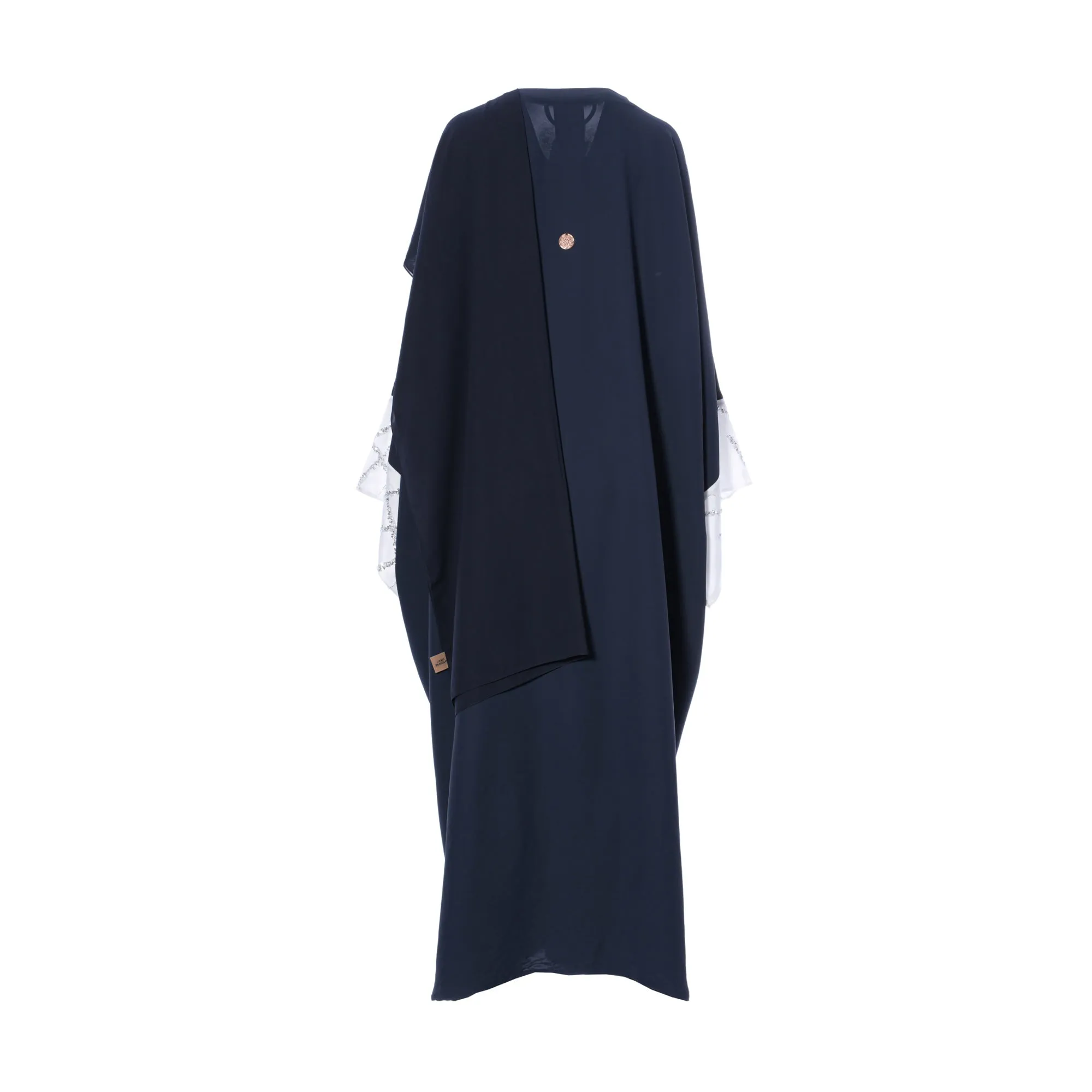 Nero Women's Free Size Black and White Occasions Abaya