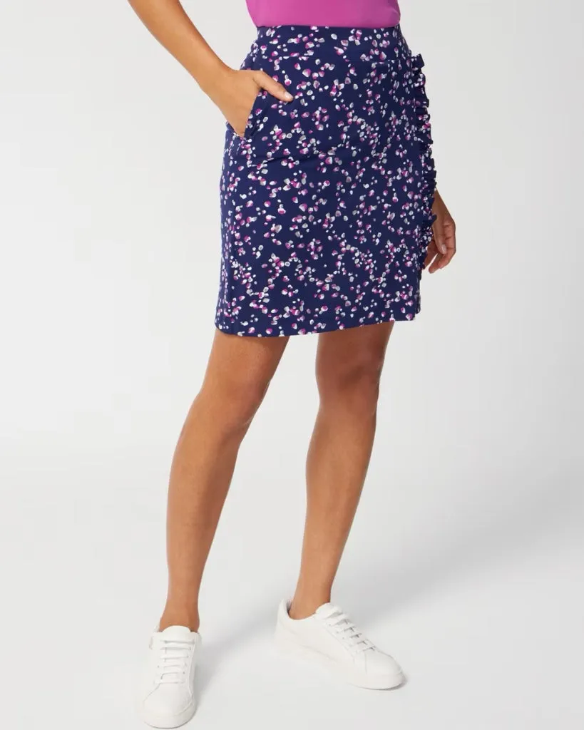 New Weekend by Chico's Navy Pebbles Spots Ruffled Skort MSP$65