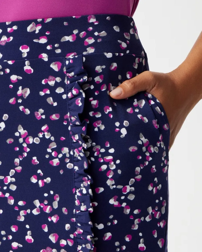 New Weekend by Chico's Navy Pebbles Spots Ruffled Skort MSP$65
