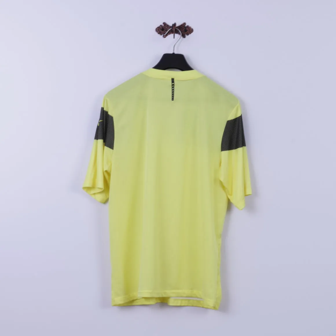 Nike Mens L Shirt Neon Yellow Football Training Dri Fit Jersey Sportswear Top