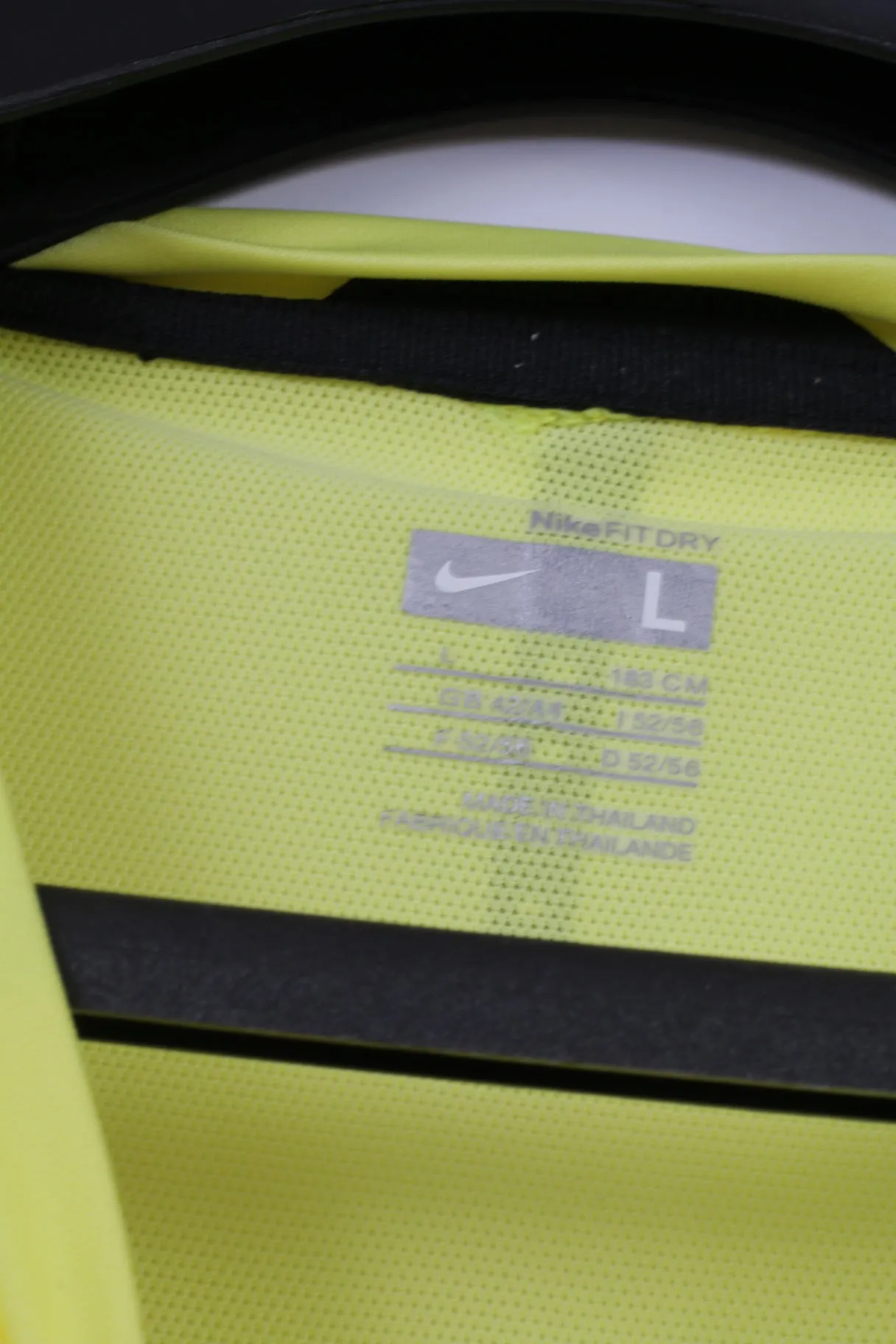 Nike Mens L Shirt Neon Yellow Football Training Dri Fit Jersey Sportswear Top