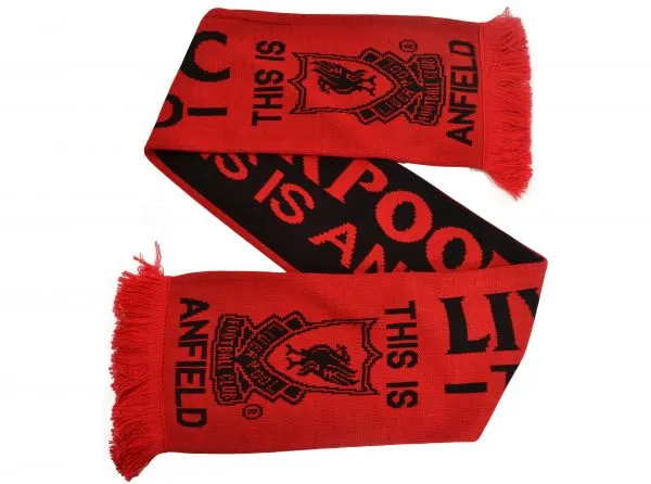 Official Liverpool Anfield Red Black Jacquard Knit Scarf