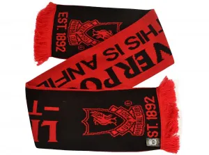 Official Liverpool Anfield Red Black Jacquard Knit Scarf
