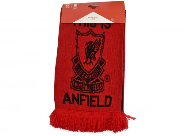 Official Liverpool Anfield Red Black Jacquard Knit Scarf