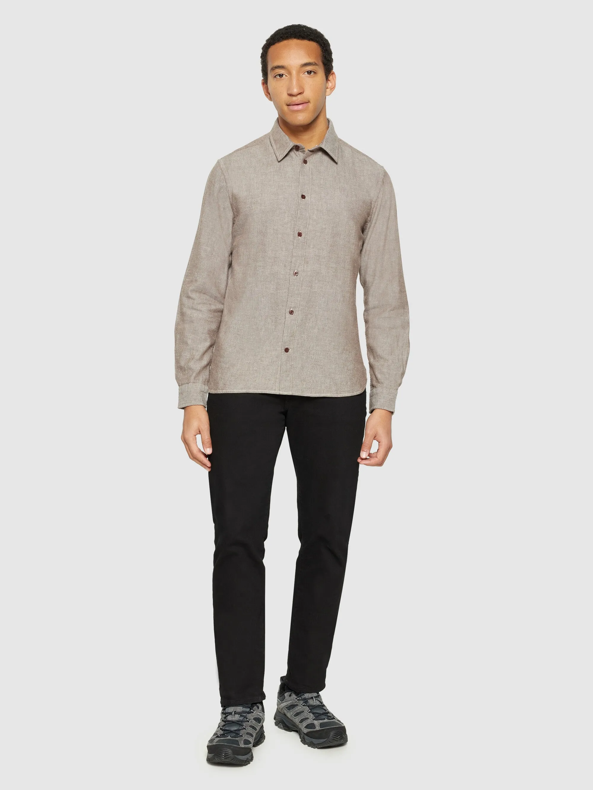 Organic Cotton Flannel Shirt GOTS - Demitasse (brown) Knowledge Cotton