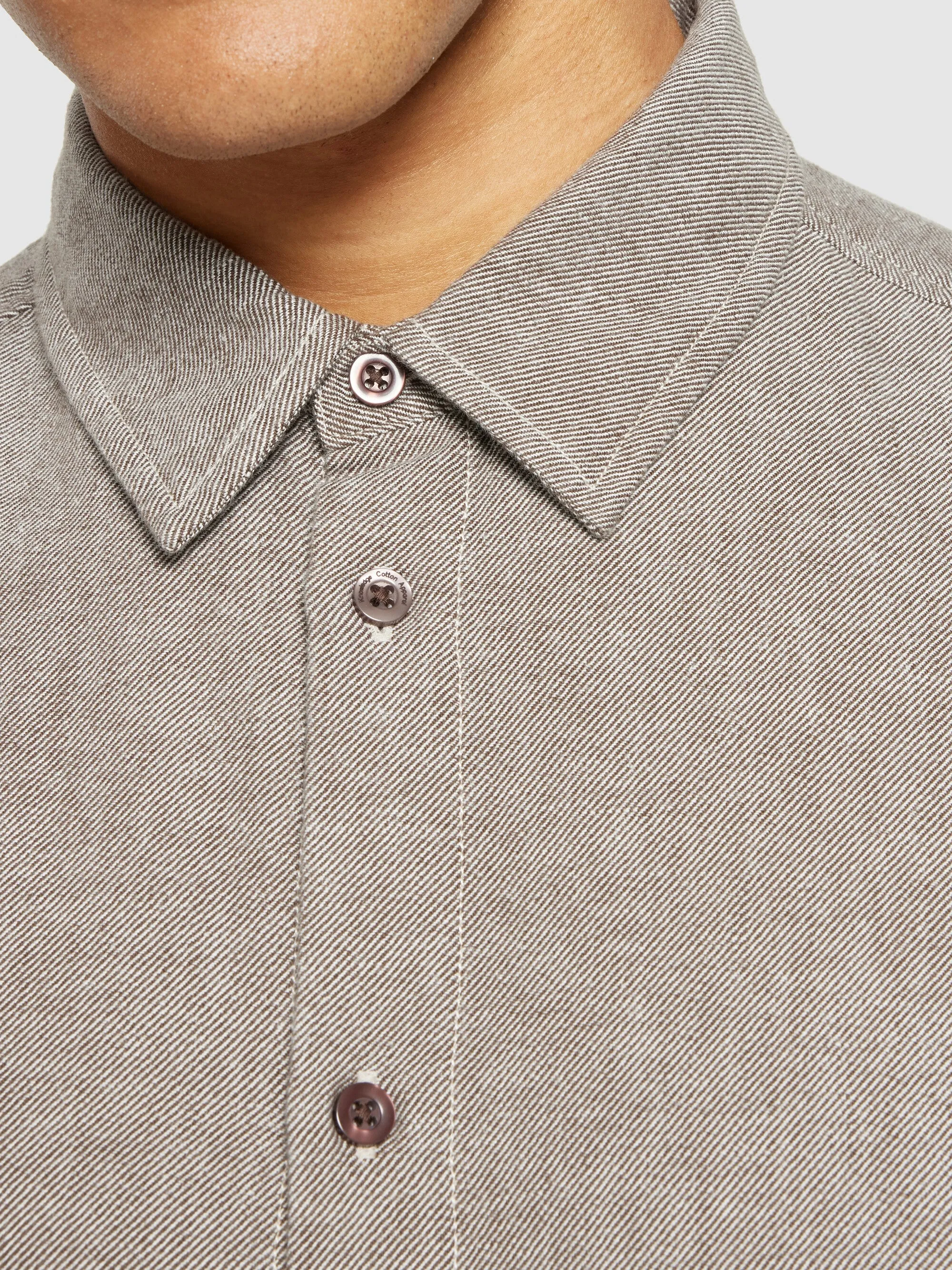 Organic Cotton Flannel Shirt GOTS - Demitasse (brown) Knowledge Cotton