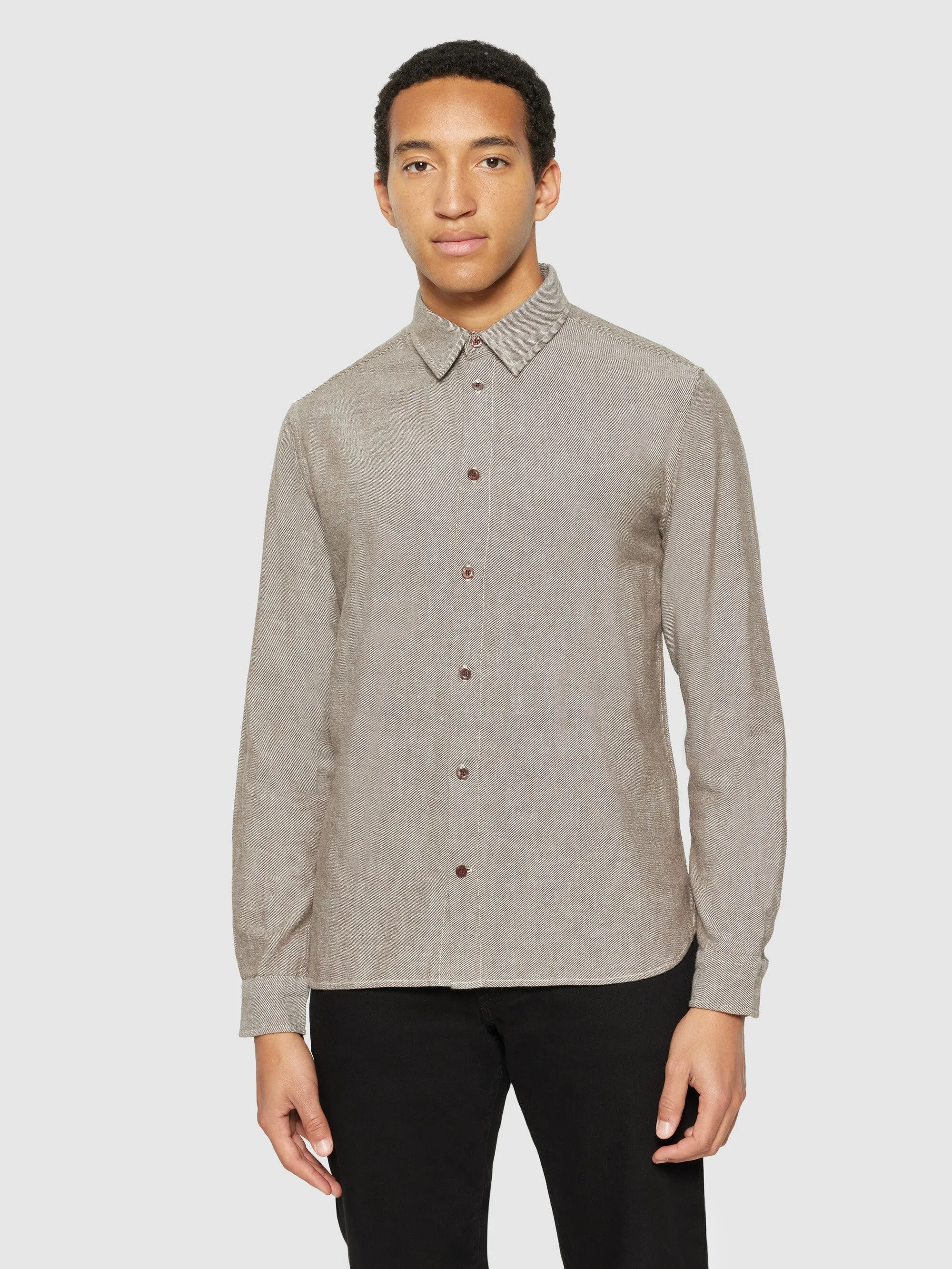 Organic Cotton Flannel Shirt GOTS - Demitasse (brown) Knowledge Cotton