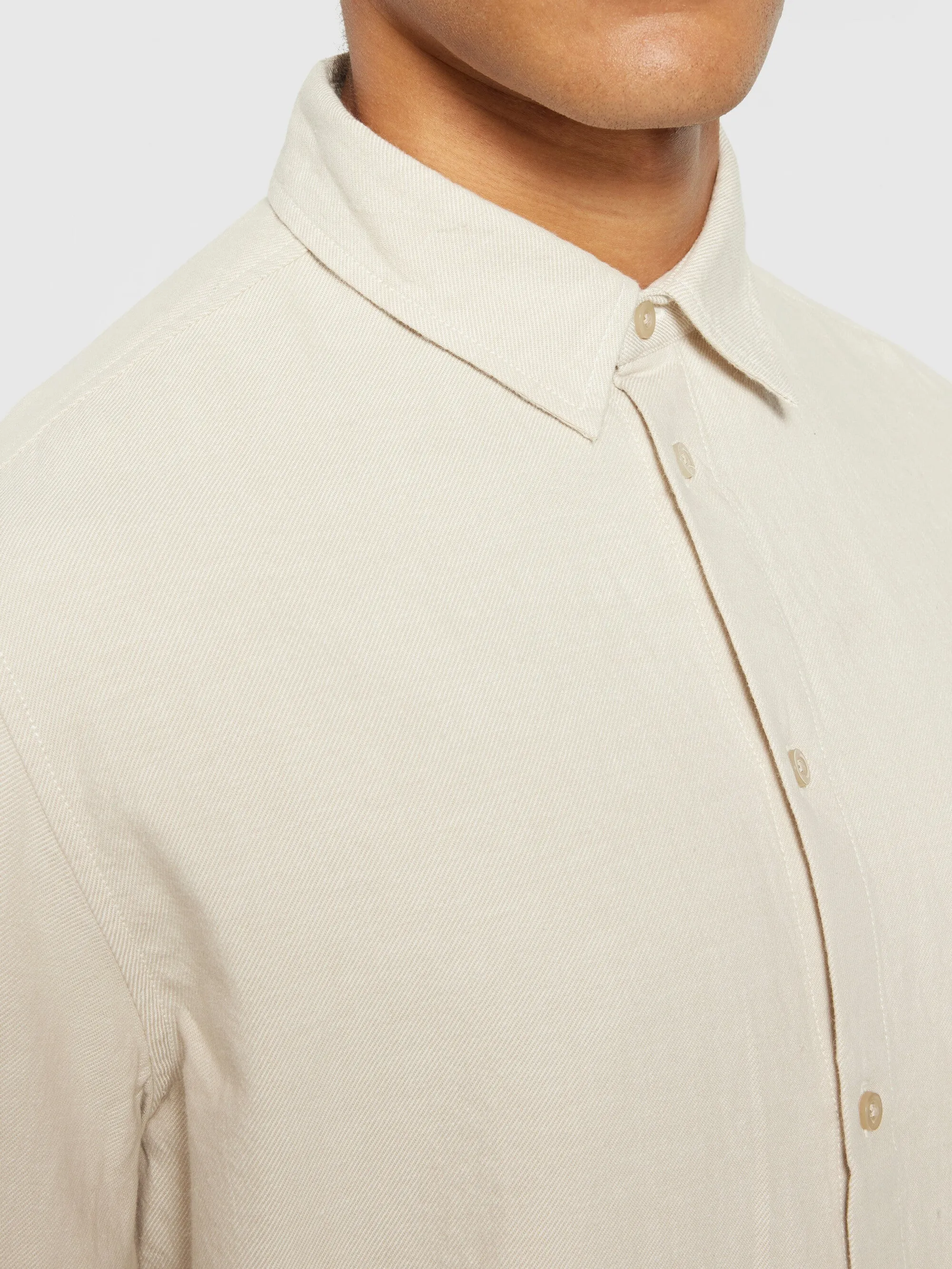 Organic Cotton Flannel Shirt GOTS - Light feather gray Knowledge Cotton